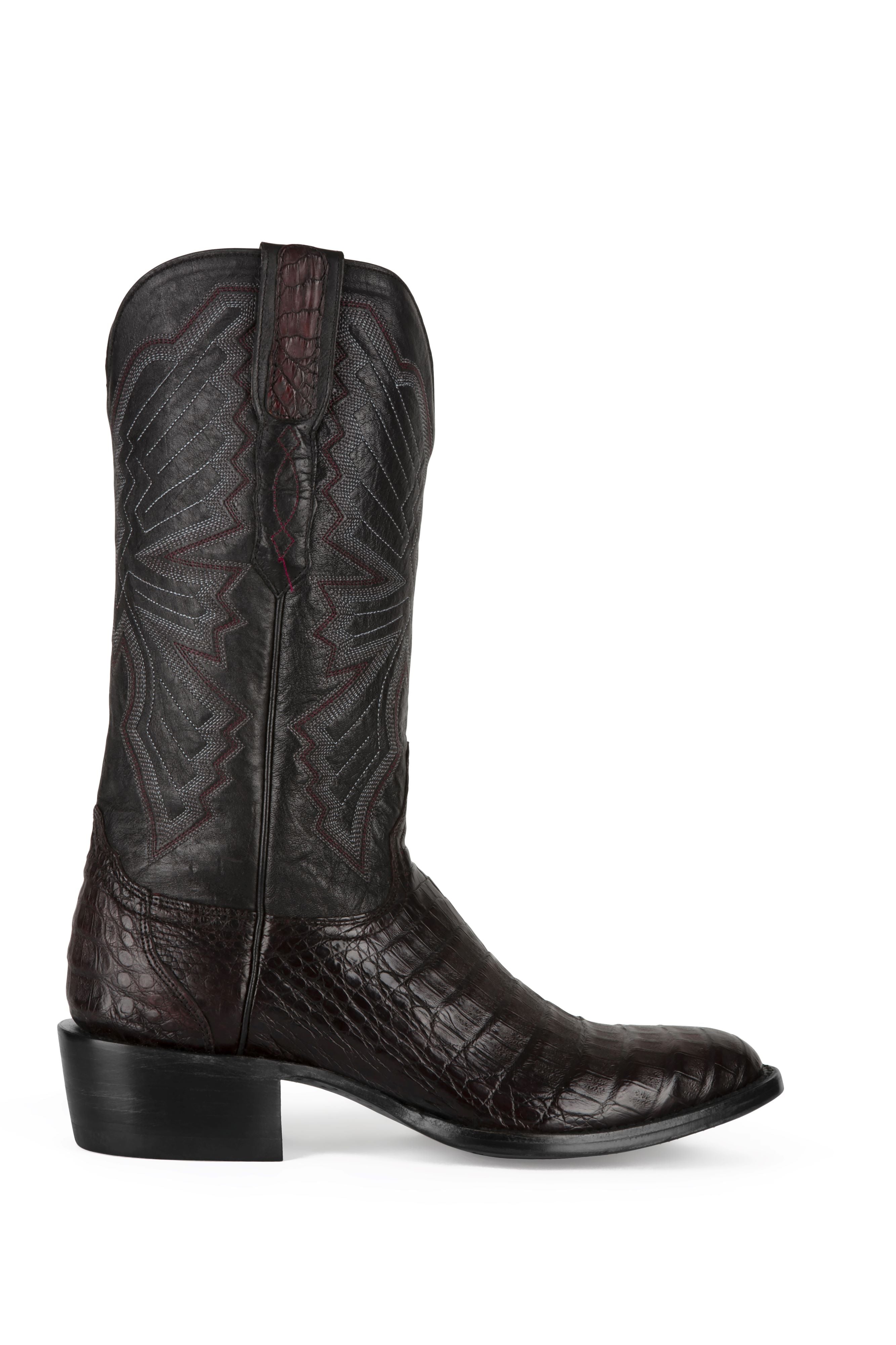 Allens Brand - Carson Caiman - Round Toe - Black Cherry