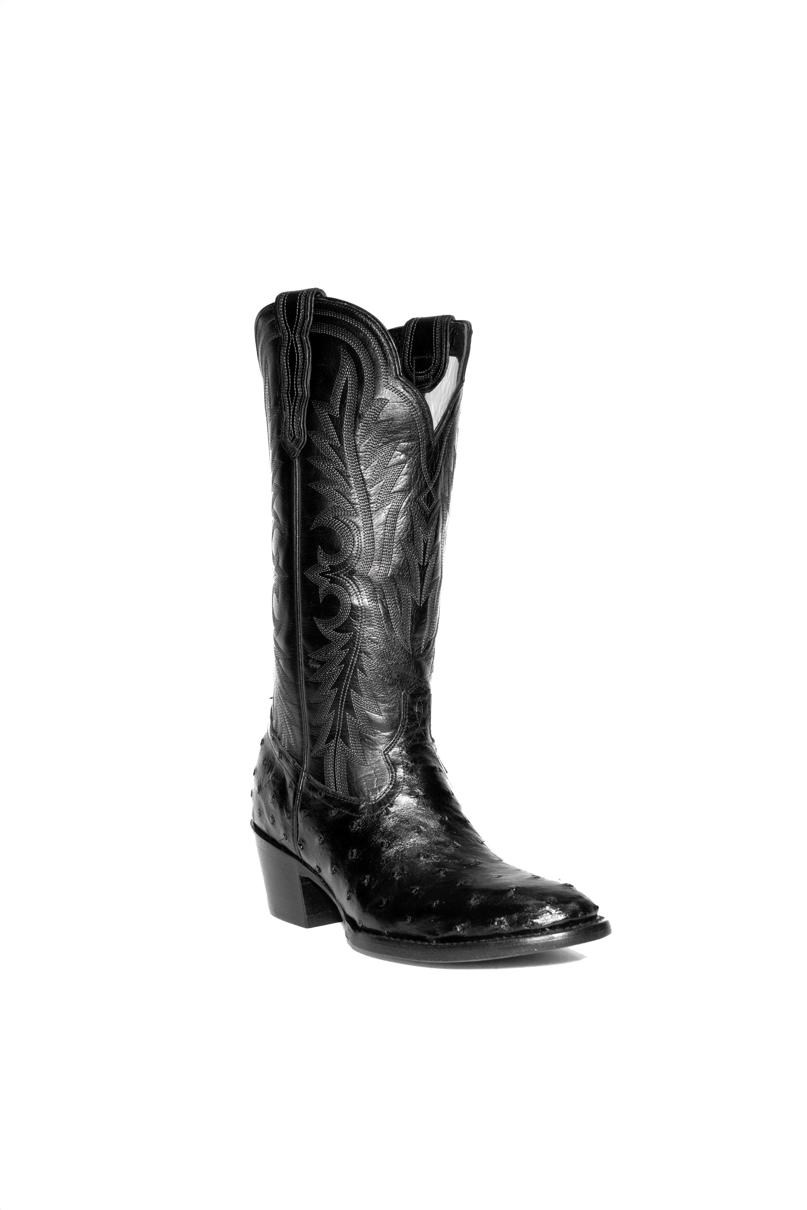 Allens Brand - Chloe Full Quill Ostrich - Round Toe - Black