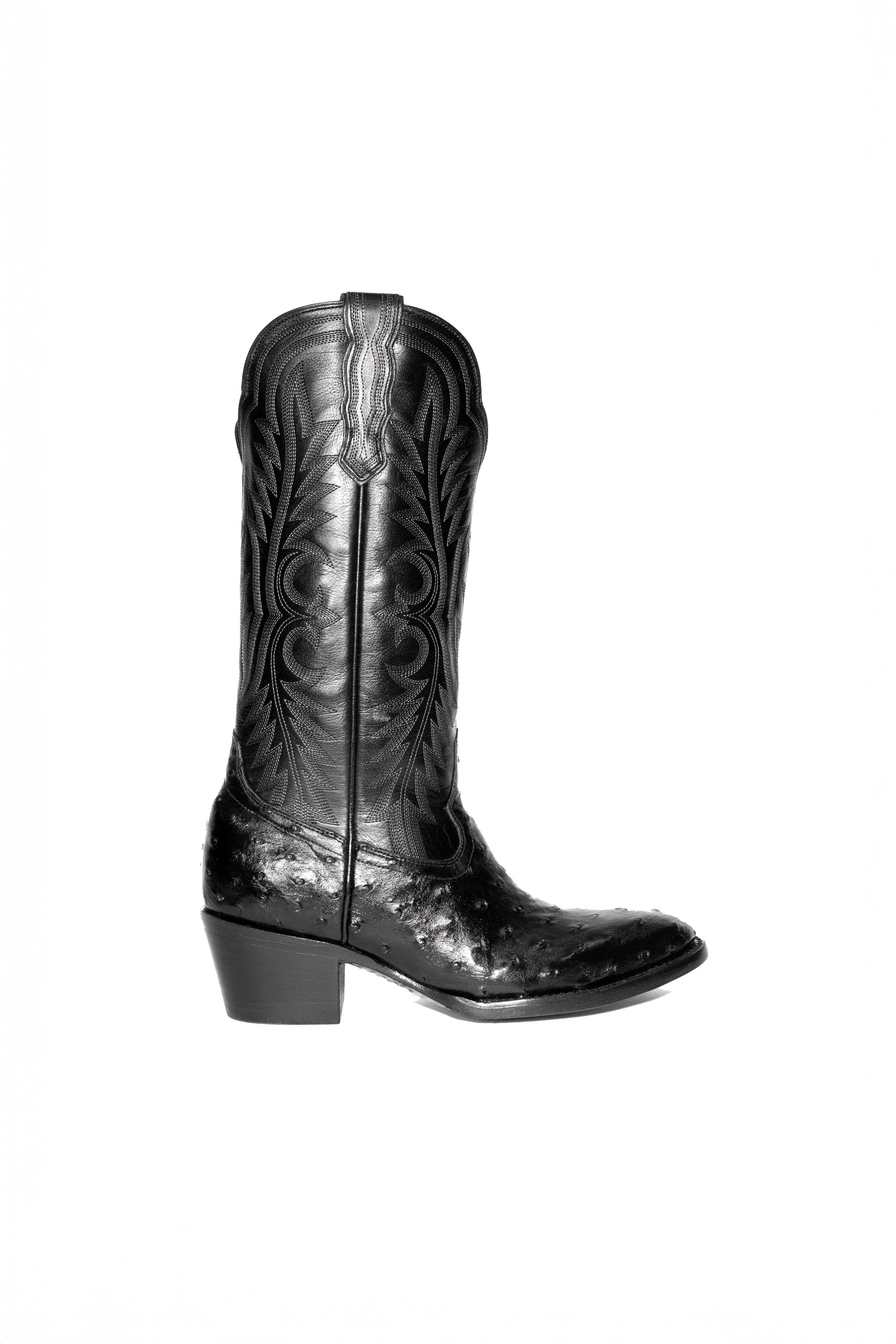 Allens Brand - Chloe Full Quill Ostrich - Round Toe - Black