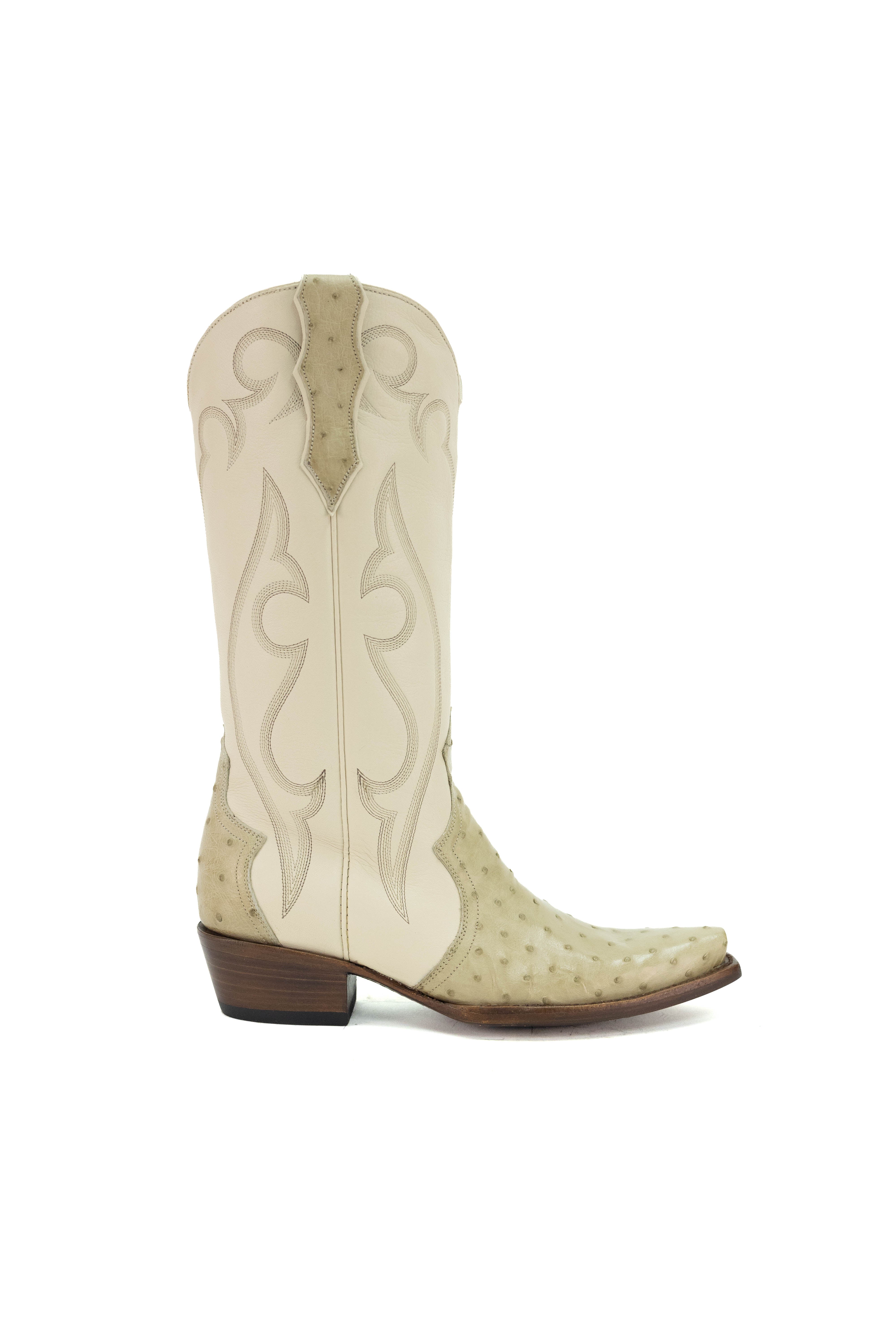 Allens Brand - Alexia Full Quill Ostrich - White/Bone - LAL-1124-1 5W