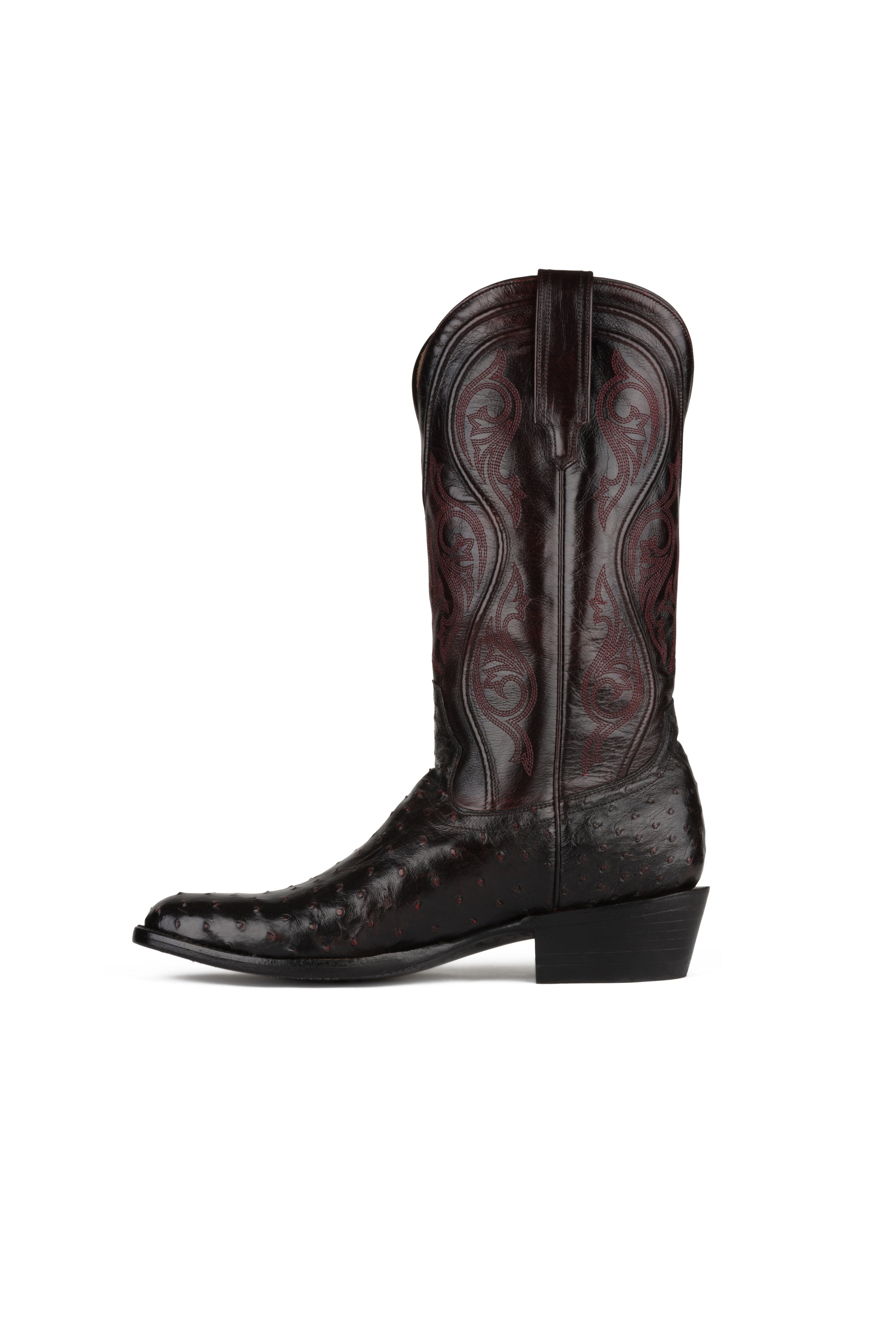 Allens Brand - Adam Full Quill Ostrich - Round Toe - Black Cherry