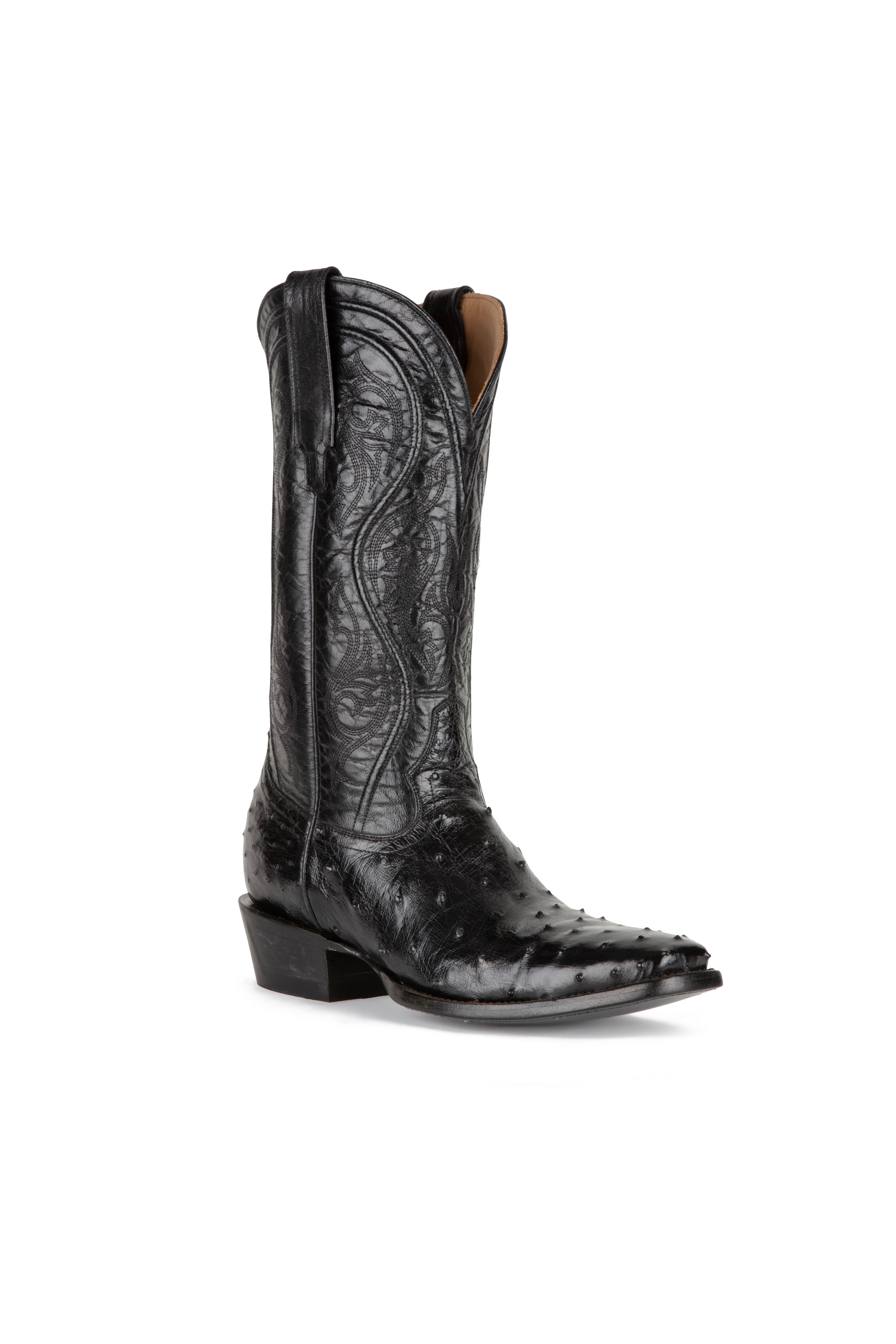 Allens Brand - Adam Full Quill Ostrich - Cutter Toe - Black