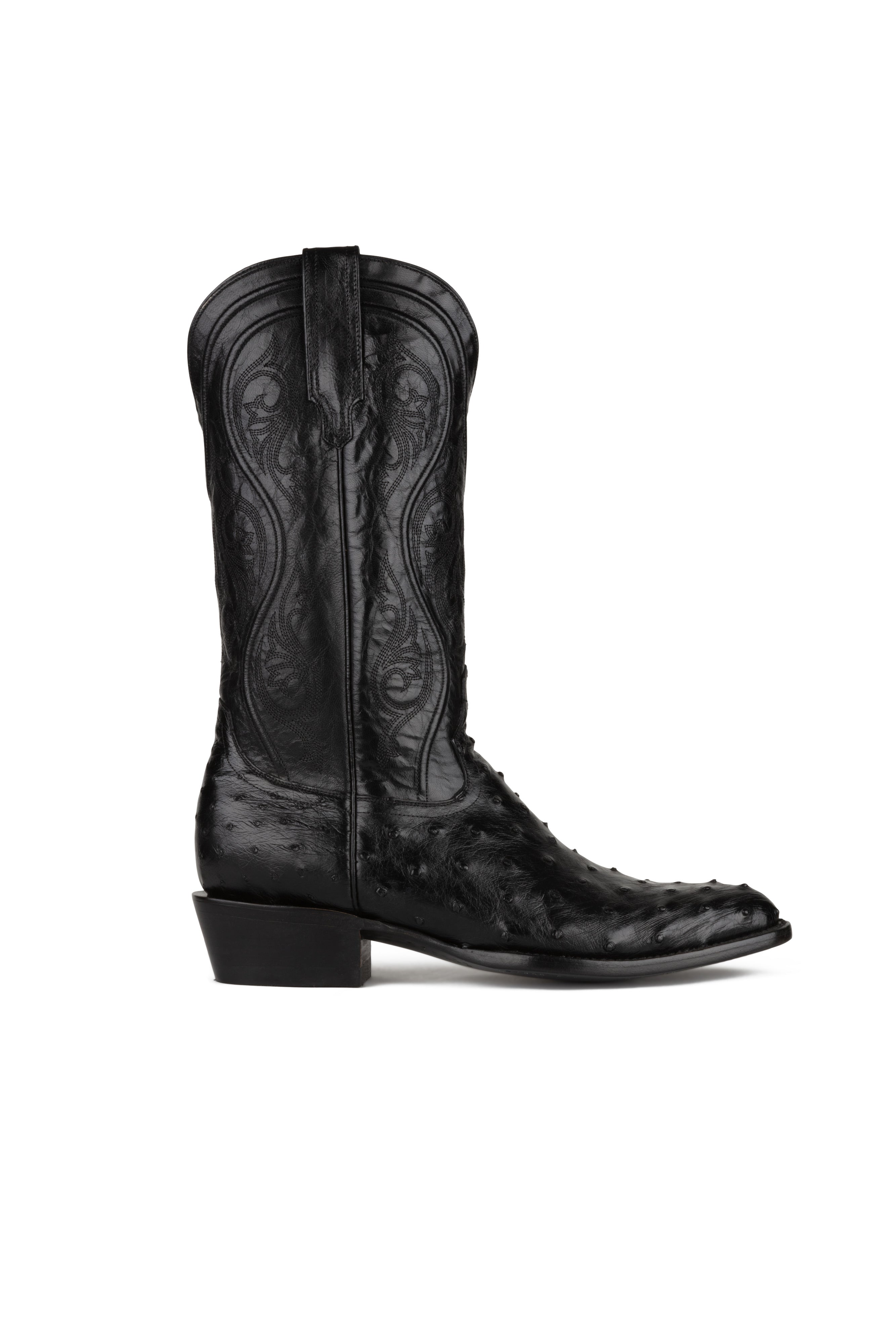 Allens Brand - Adam Full Quill Ostrich - Round Toe - Black