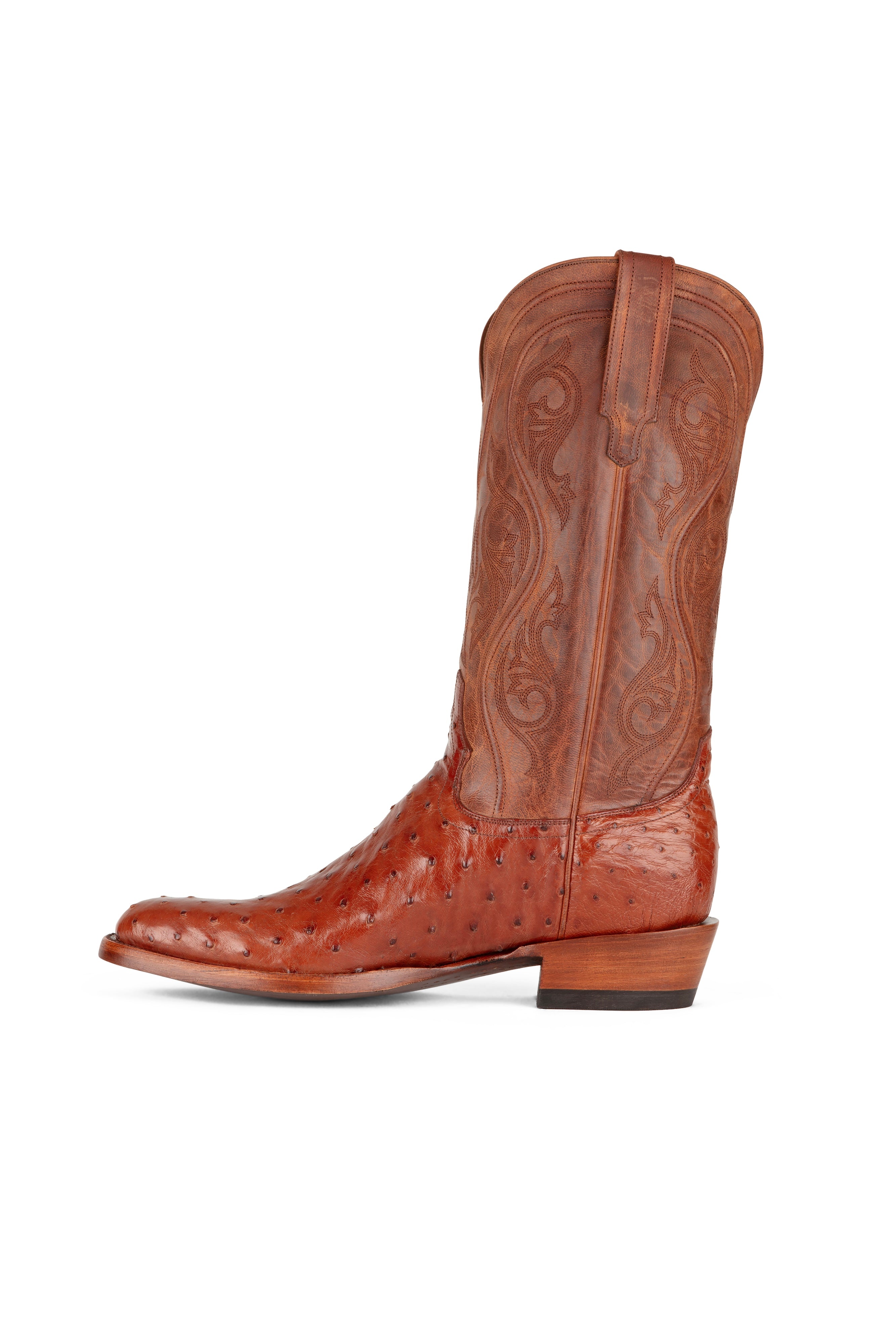 Allens Brand - Adam Full Quill Ostrich - Round Toe - Brandy