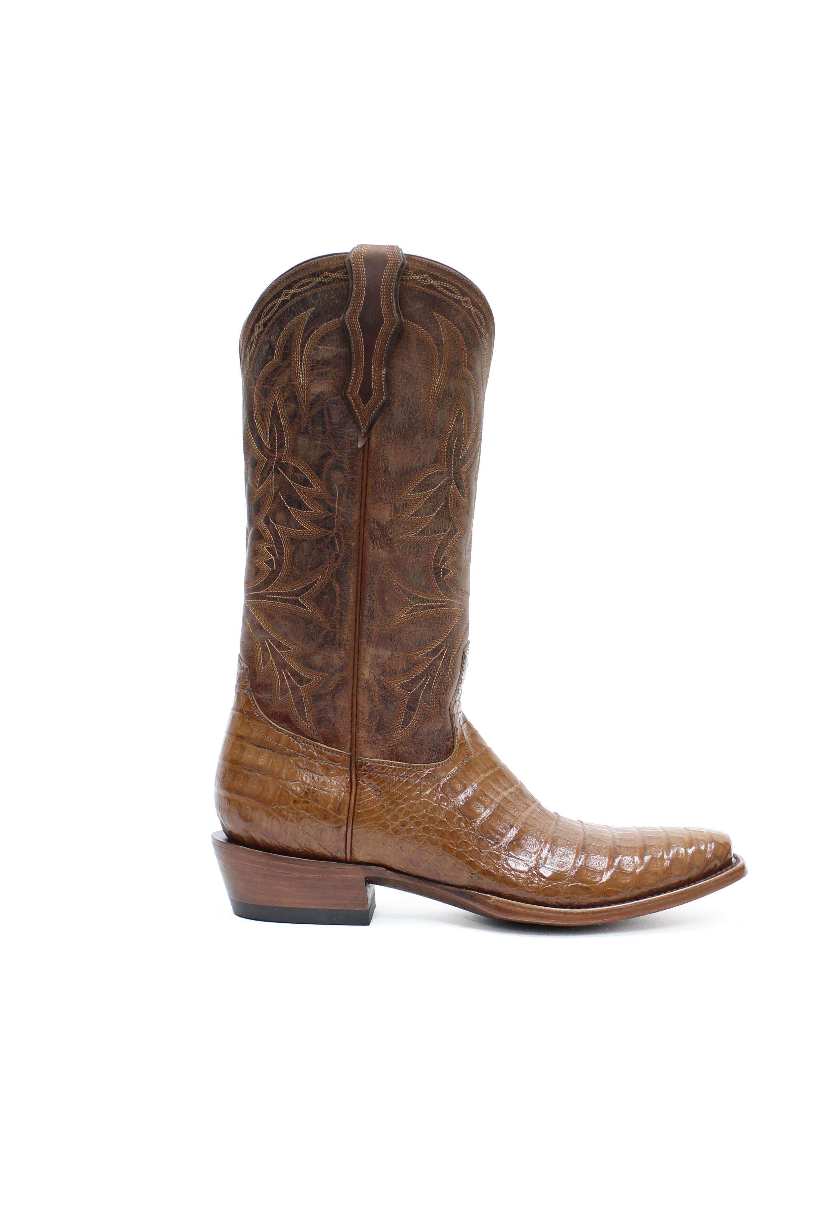 Allens Brand - Carson Caiman - Cutter Toe - Antique Saddle
