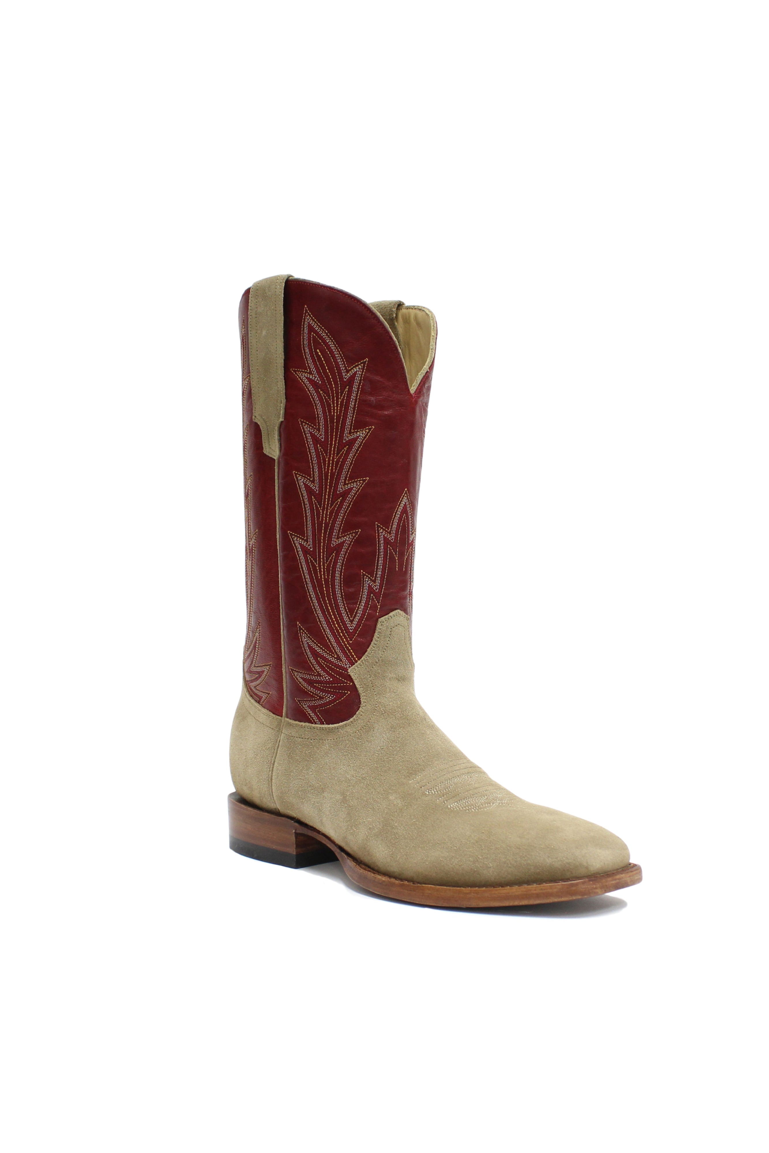Allens Brand - Cole - Square Toe - River Rock Suede/Foxi Red