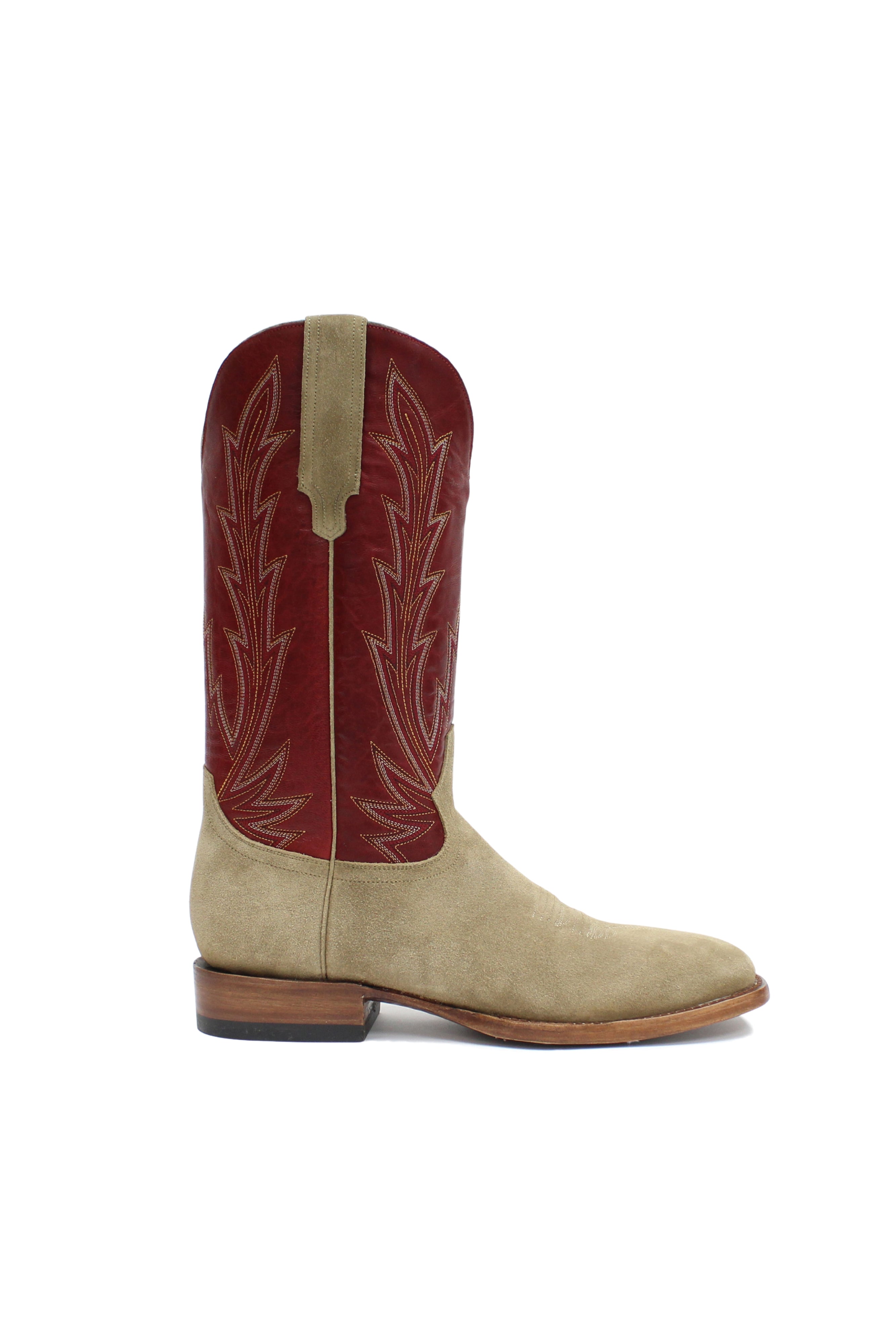 Allens Brand - Cole - Square Toe - River Rock Suede/Foxi Red