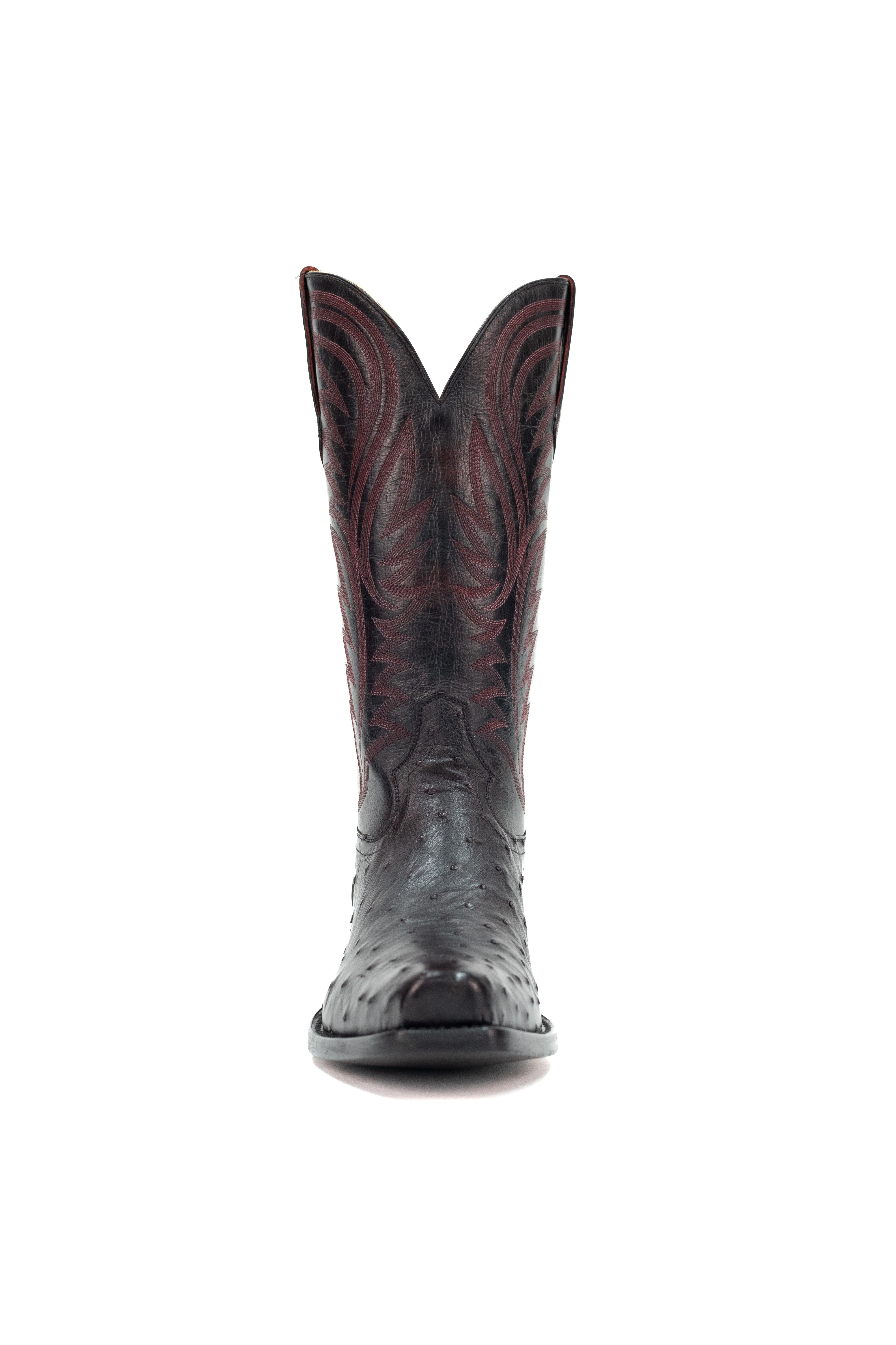 Allens Brand - Adam Full Quill Ostrich - Cutter Toe - Black Cherry