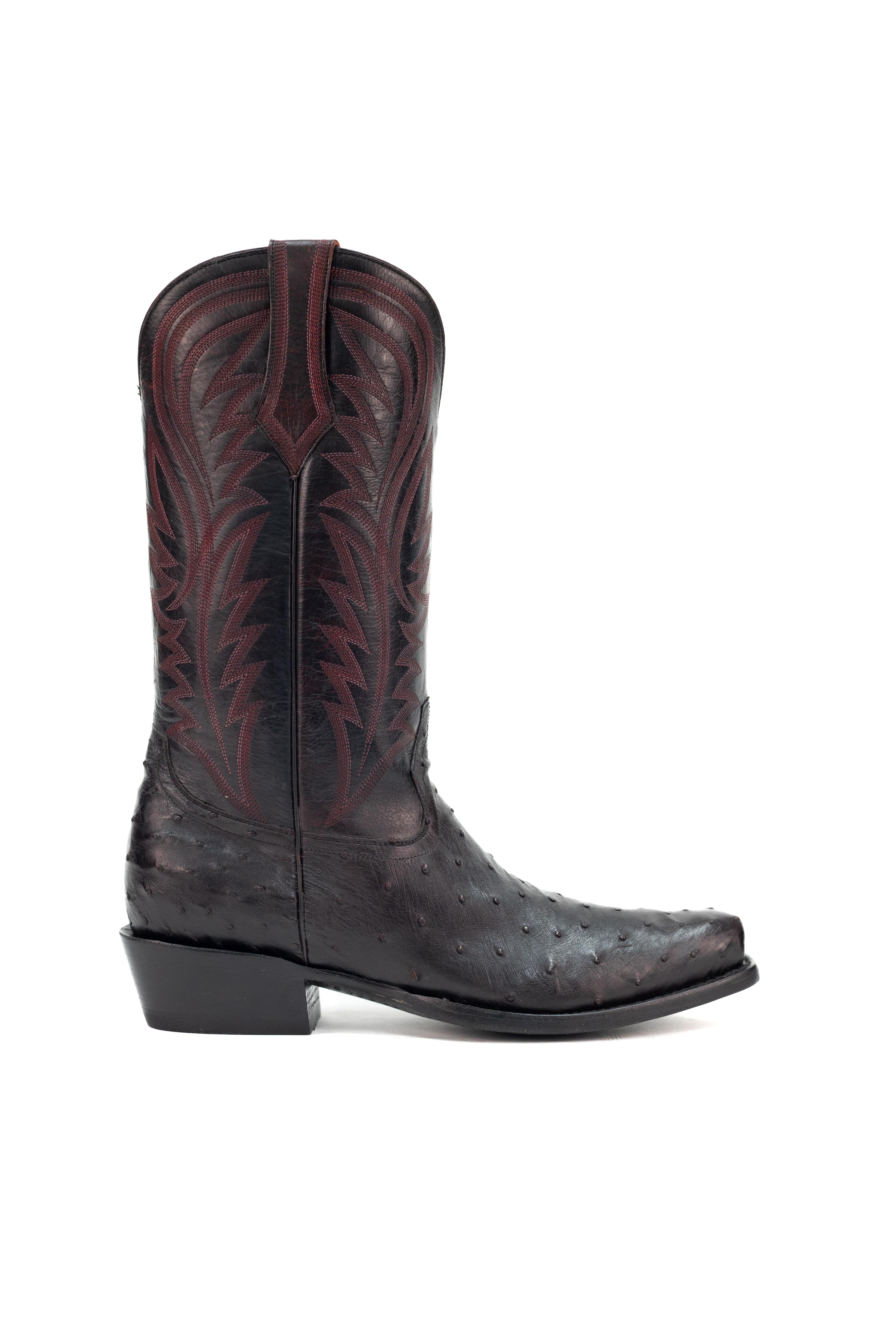 Allens Brand - Adam Full Quill Ostrich - Cutter Toe - Black Cherry