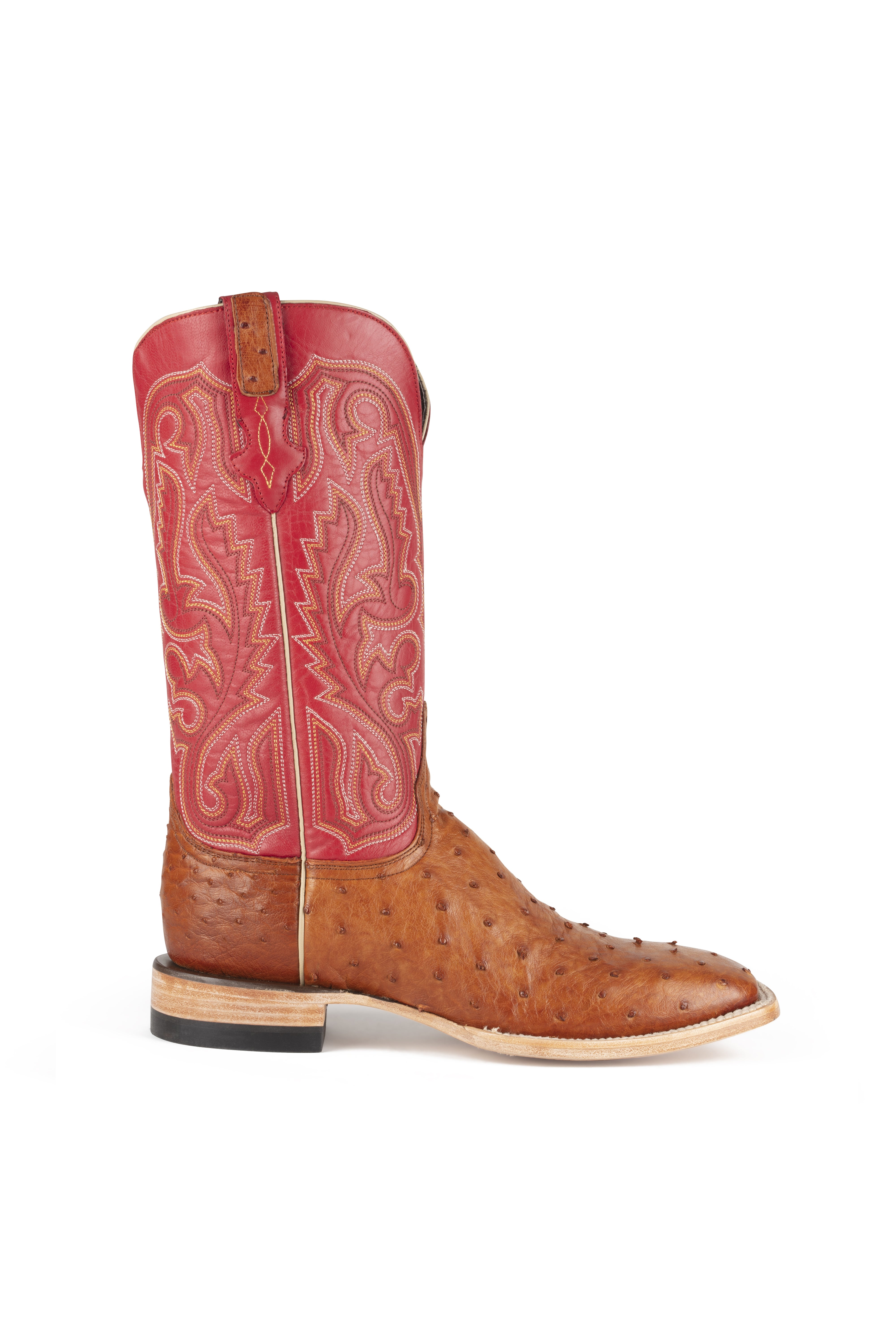 Resistol Boots - Full Quill Ostrich - Square Toe - Cognac