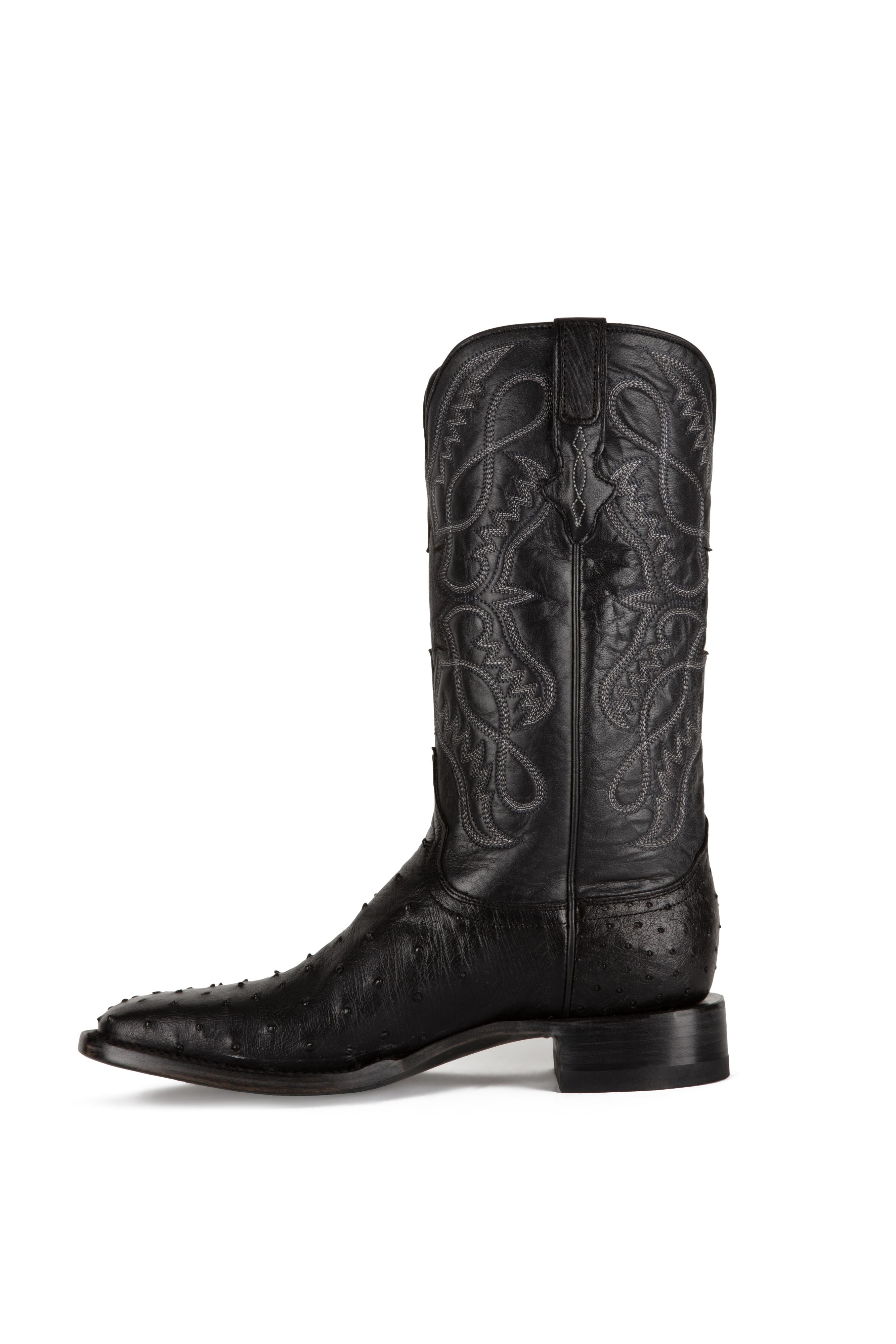 Allens Brand - Full Quill Ostrich - Square Toe - Black