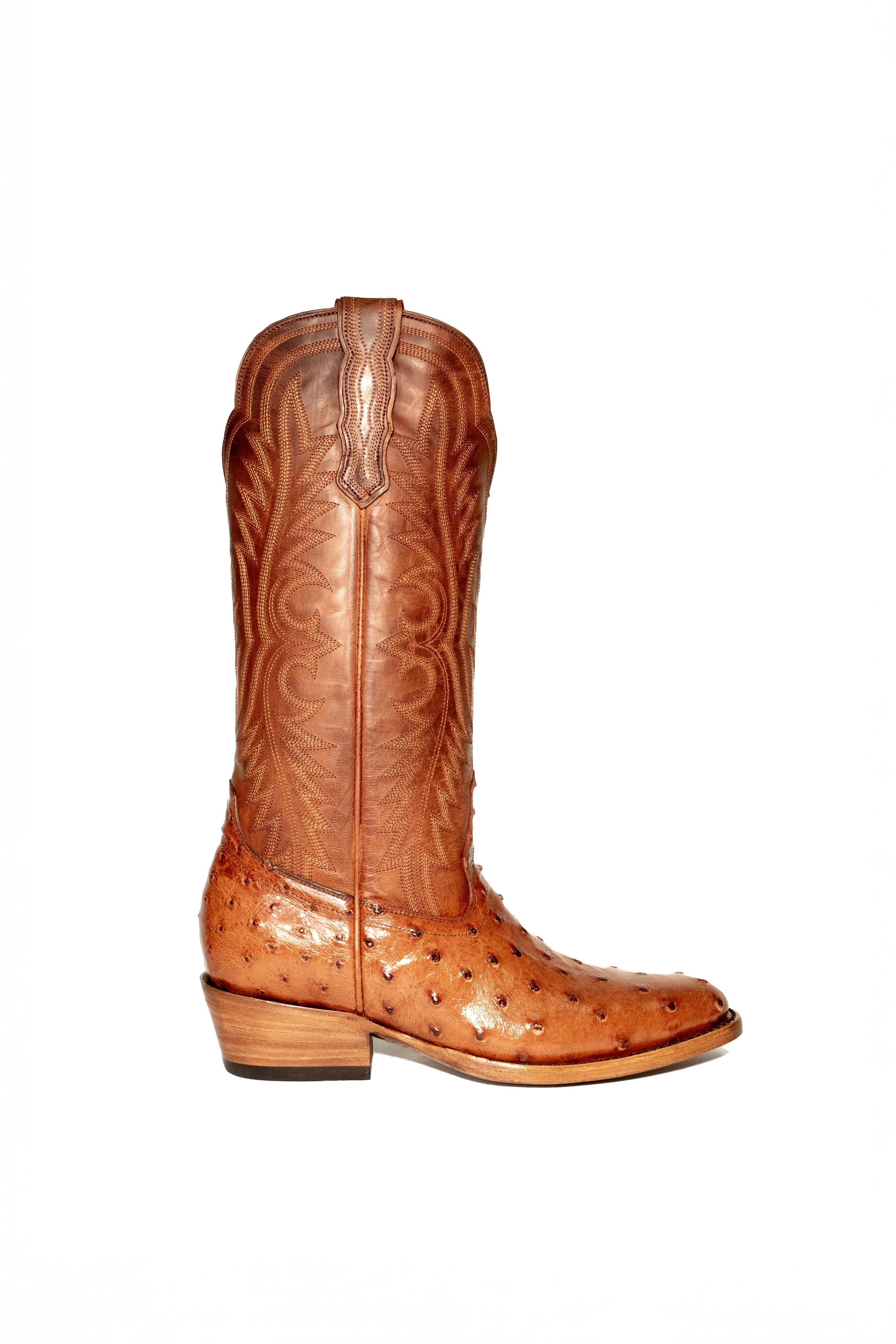 Allens Brand - Chloe Full Quill Ostrich - Round Toe - Brandy