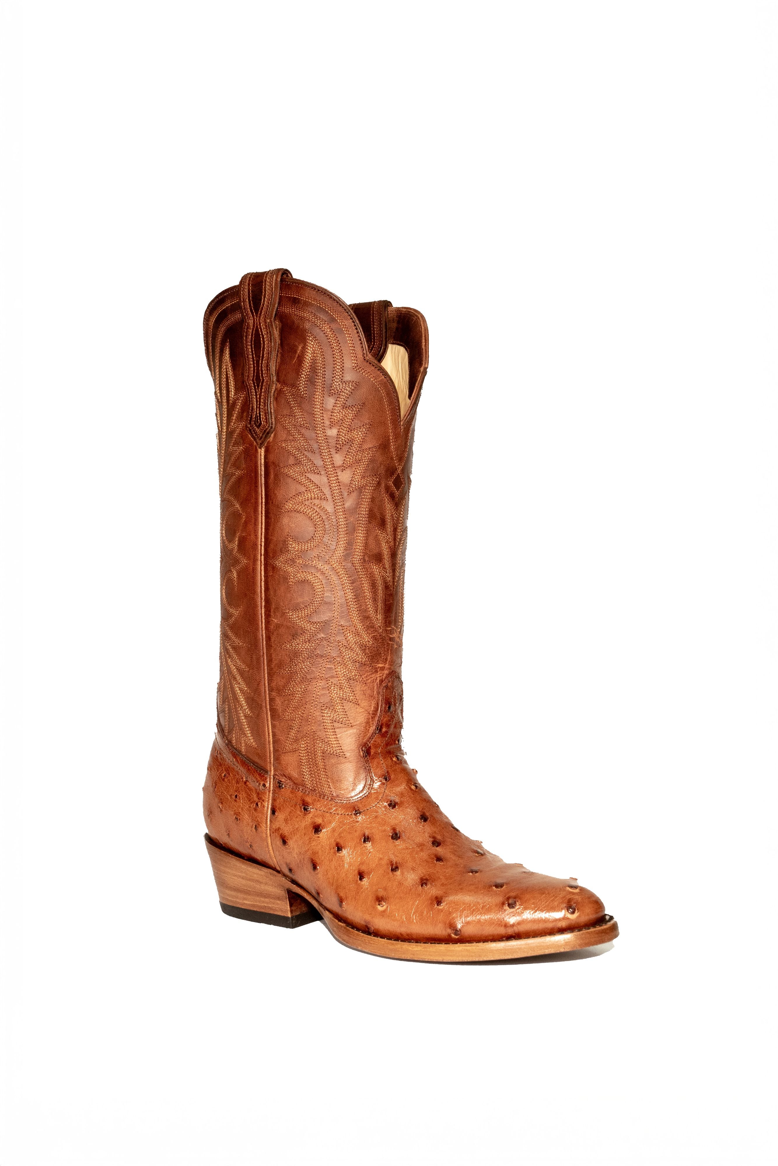 Allens Brand - Chloe Full Quill Ostrich - Round Toe - Brandy