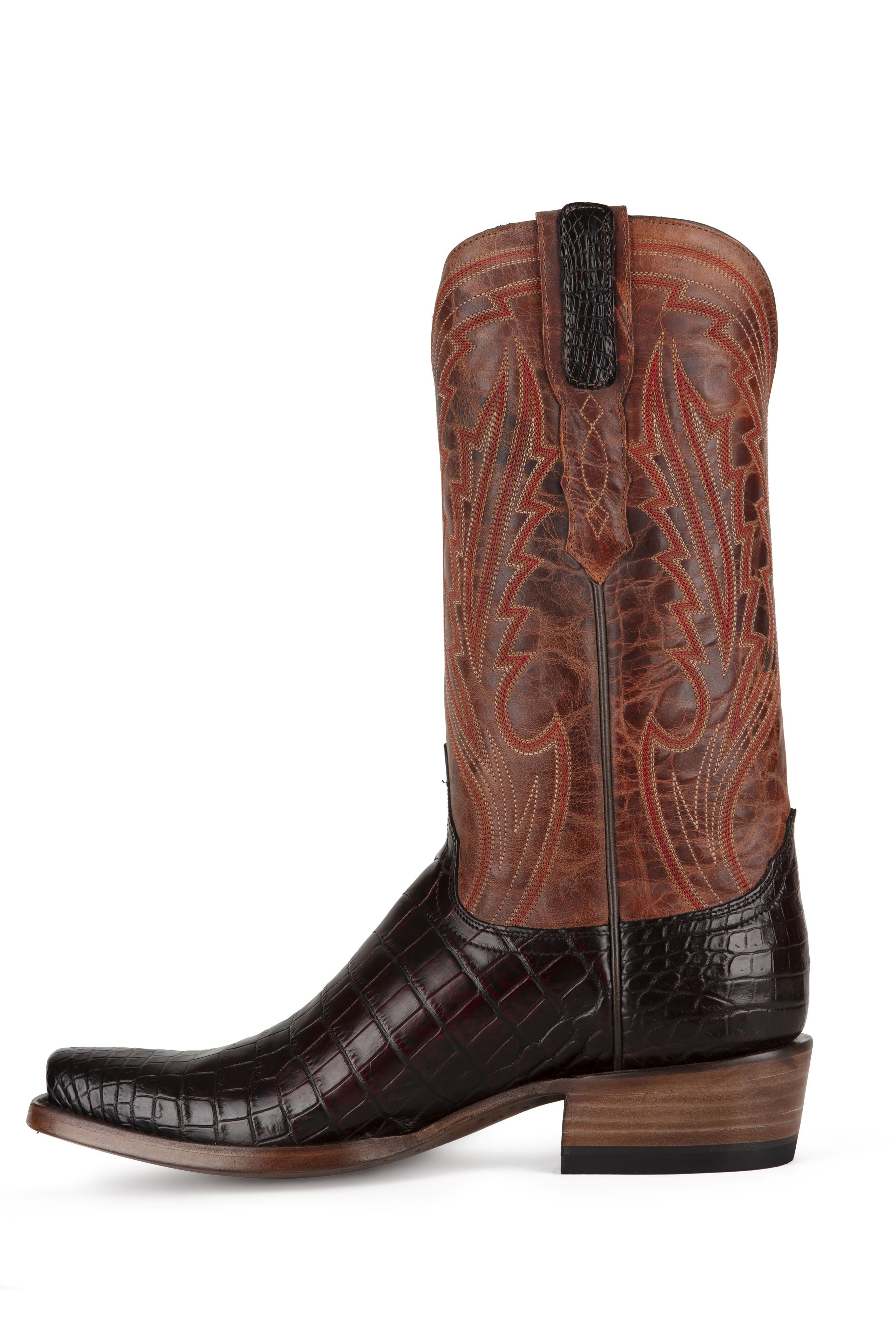 Allens Brand - Nile Belly - Cutter Toe - Black Cherry