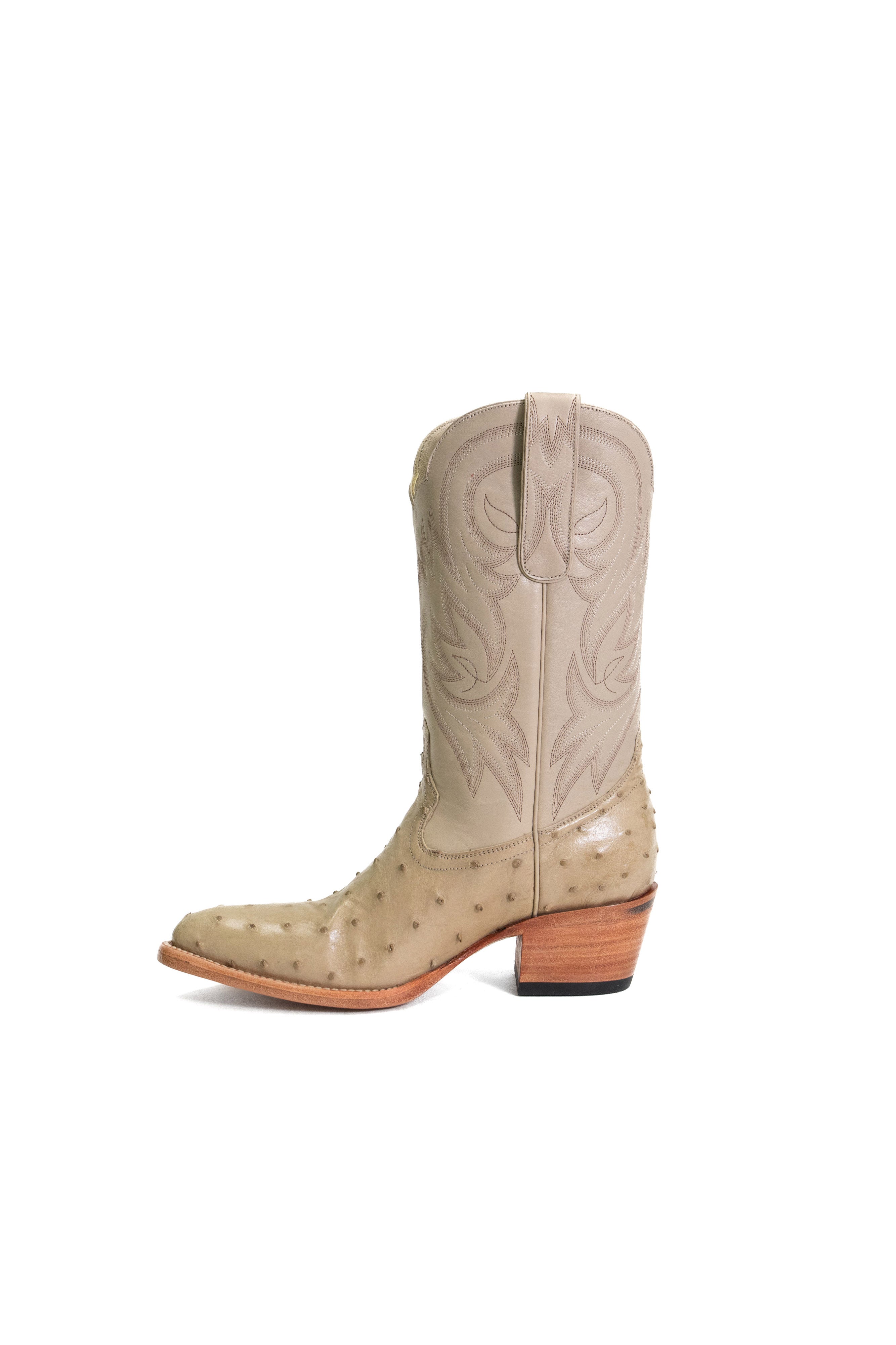 Allens Brand - Kim Full Quill Ostrich - Almond Toe - White