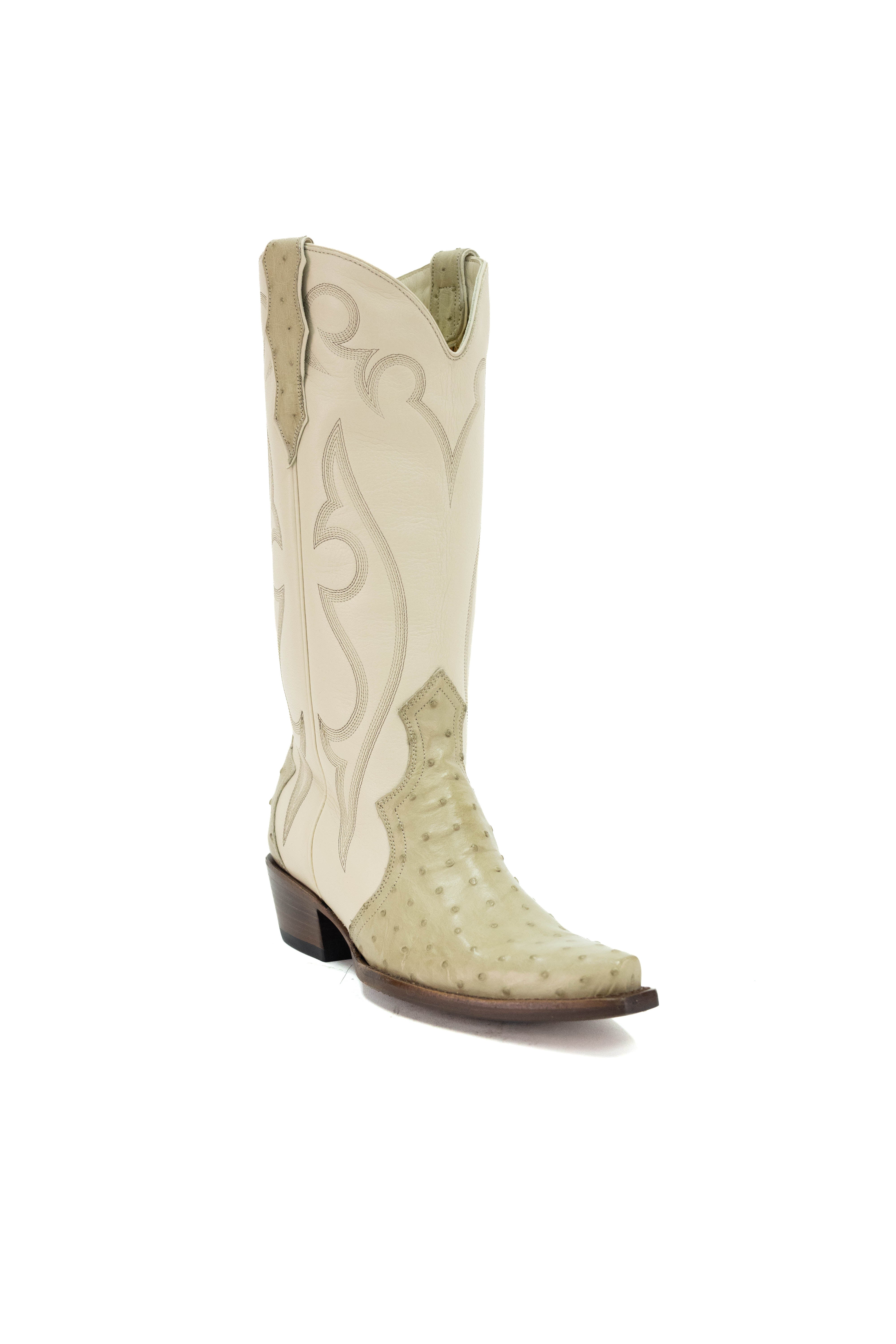 Allens Brand - Alexia Full Quill Ostrich - White/Bone - LAL-1124-1 5W