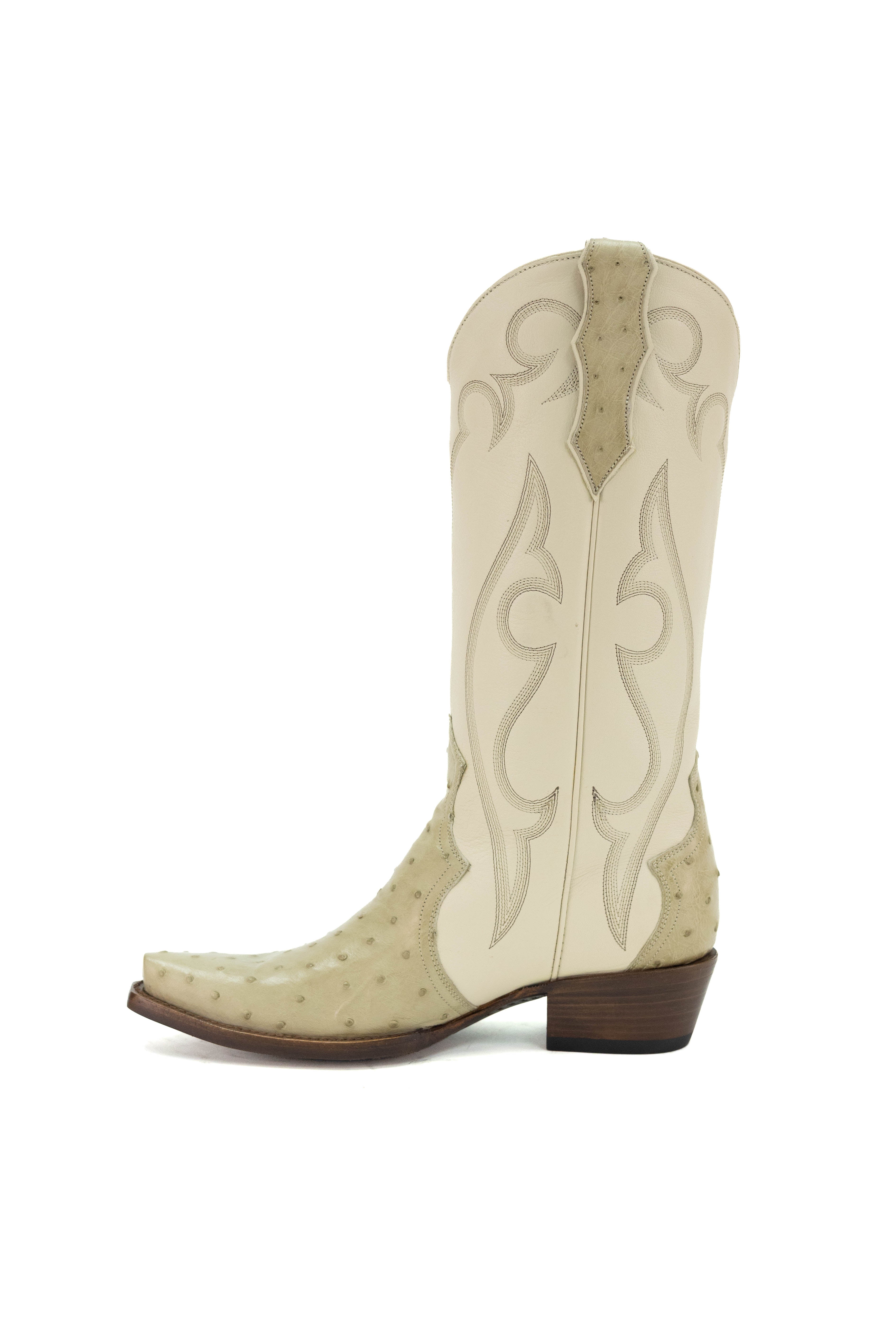 Allens Brand - Alexia Full Quill Ostrich - White/Bone - LAL-1124-1 5W