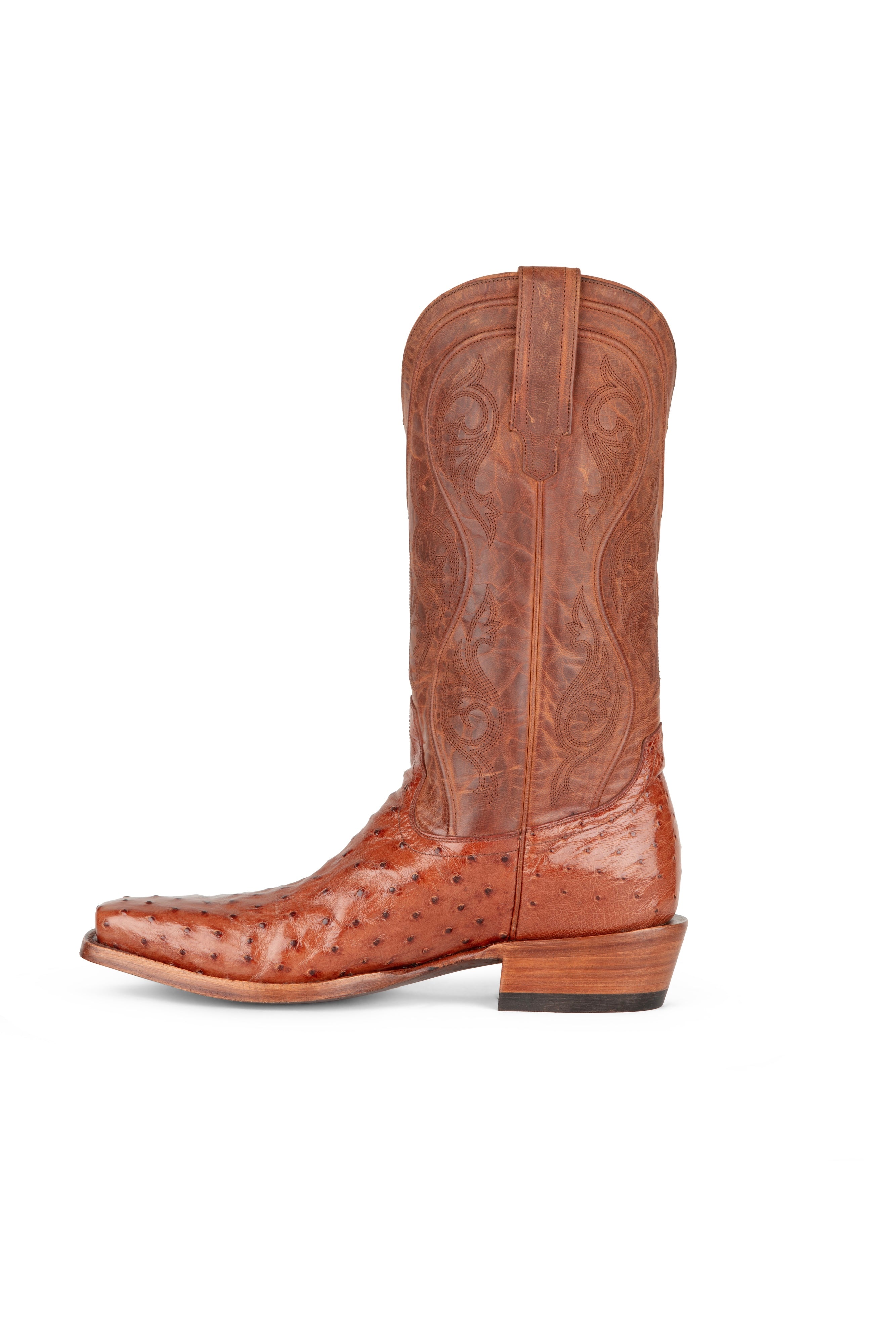 Allens Brand - Adam Full Quill Ostrich - Cutter Toe - Brandy
