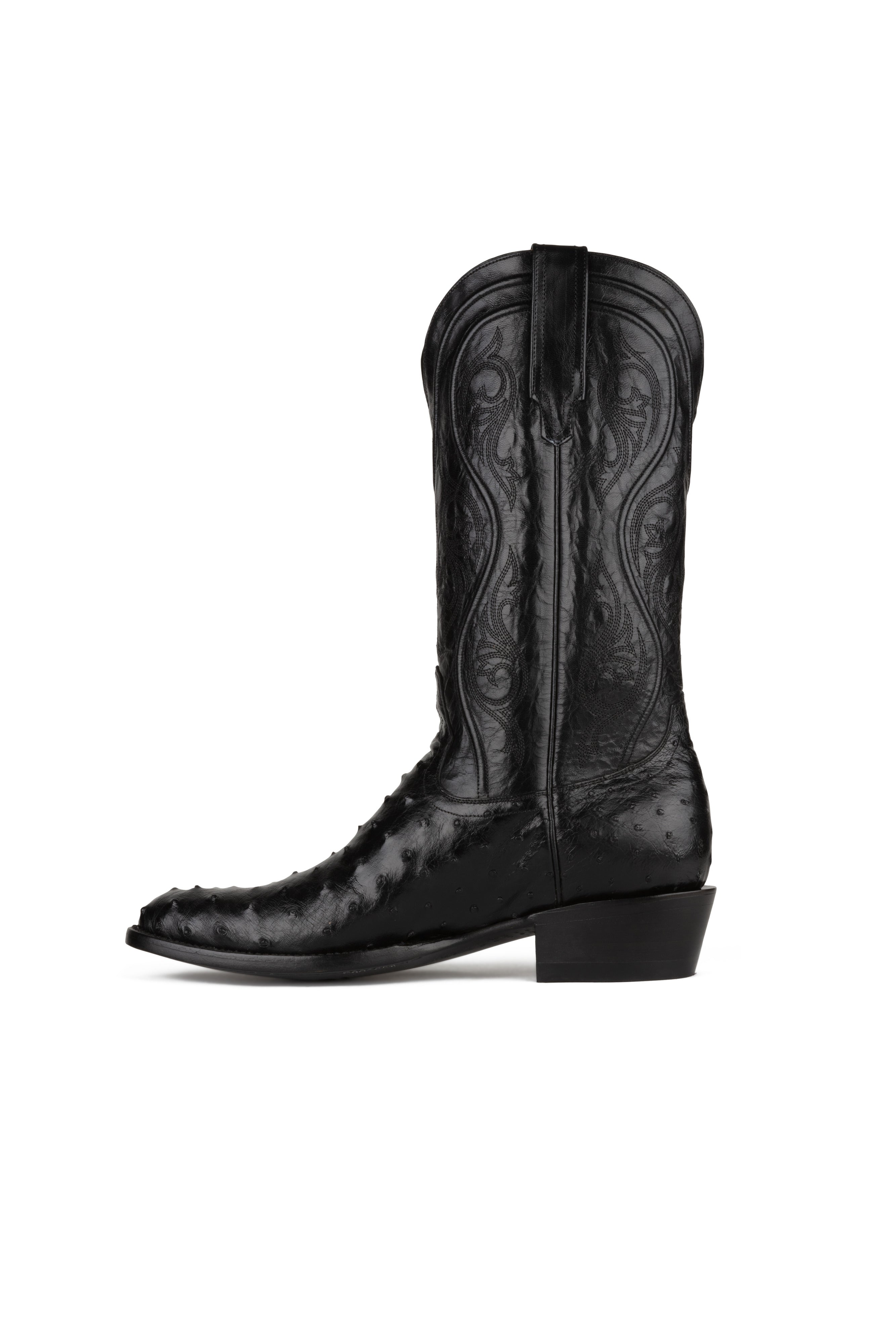 Allens Brand - Adam Full Quill Ostrich - Round Toe - Black