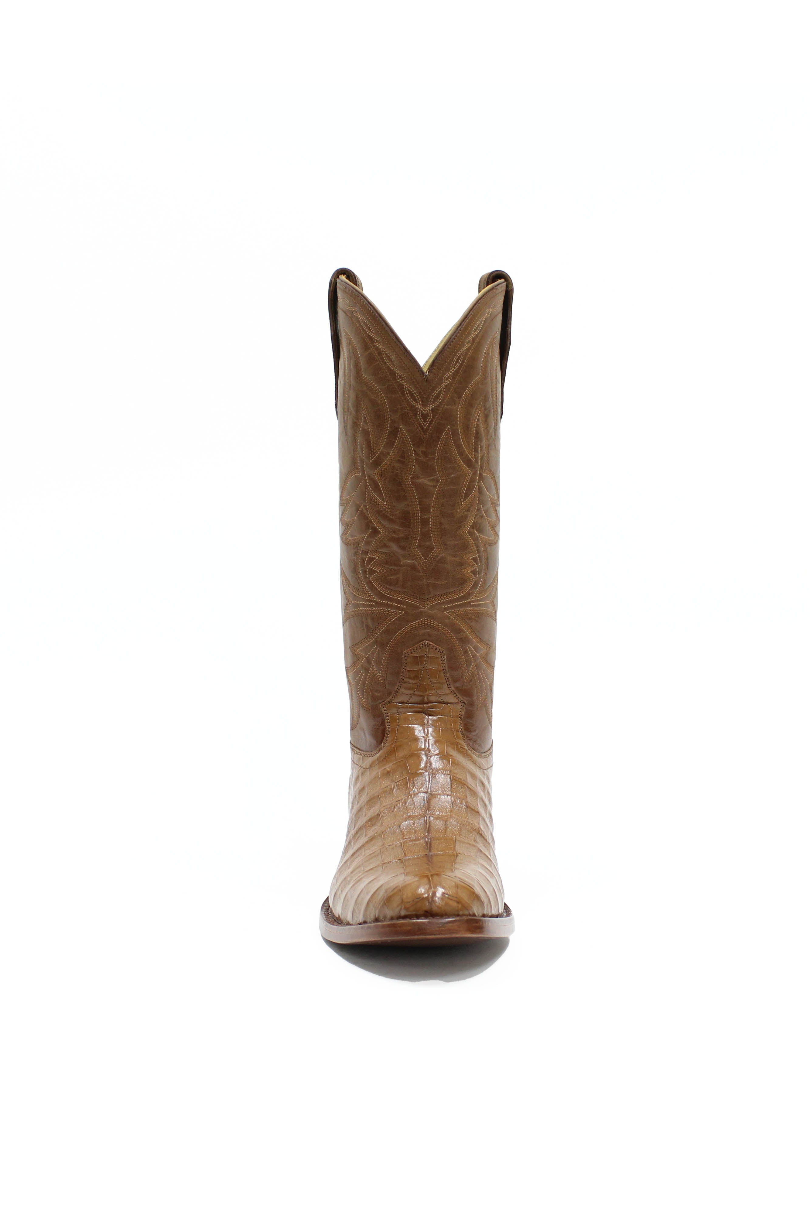 Allens Brand - Carson Caiman - Round Toe - Antique Saddle