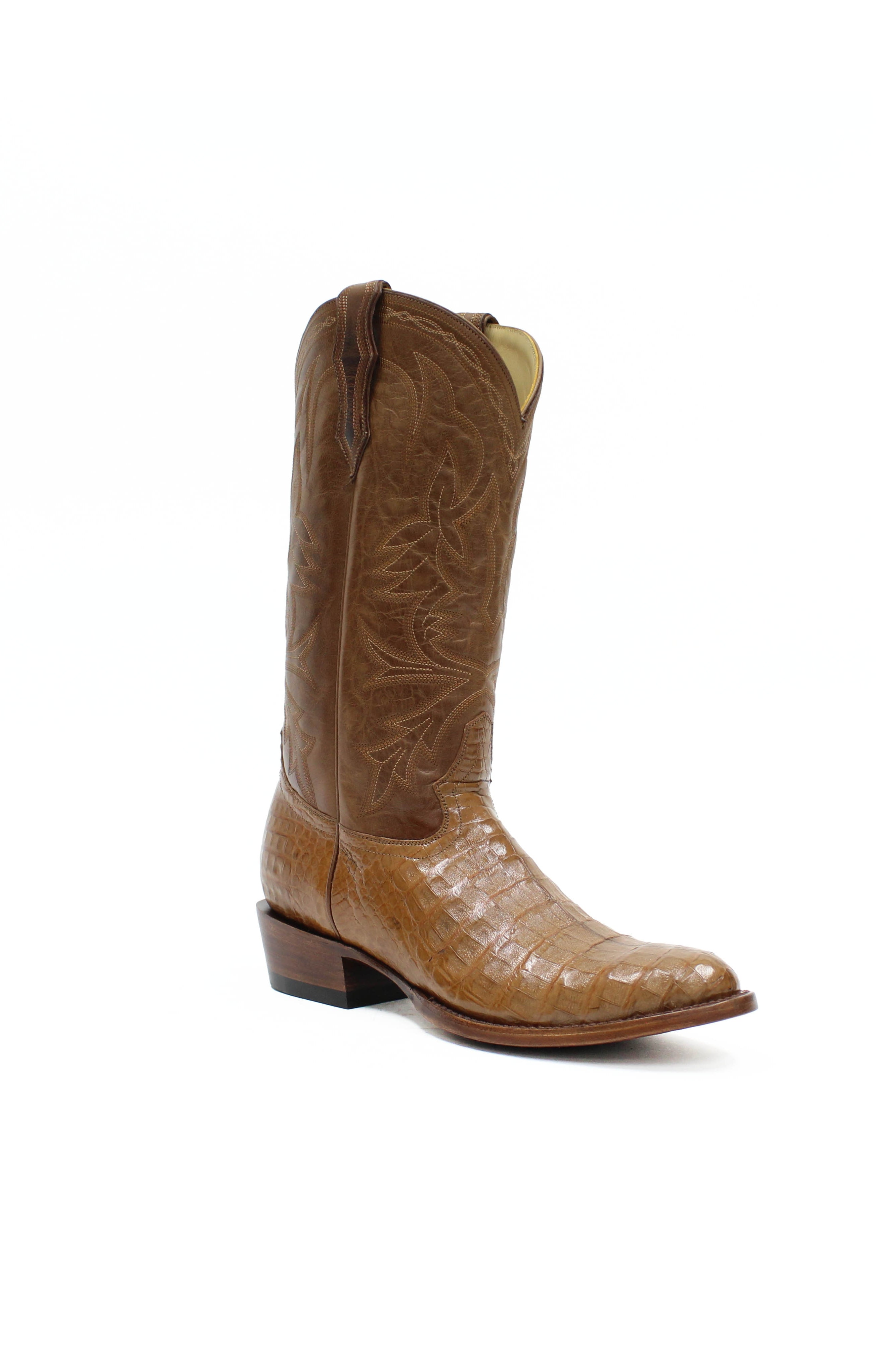 Allens Brand - Carson Caiman - Round Toe - Antique Saddle