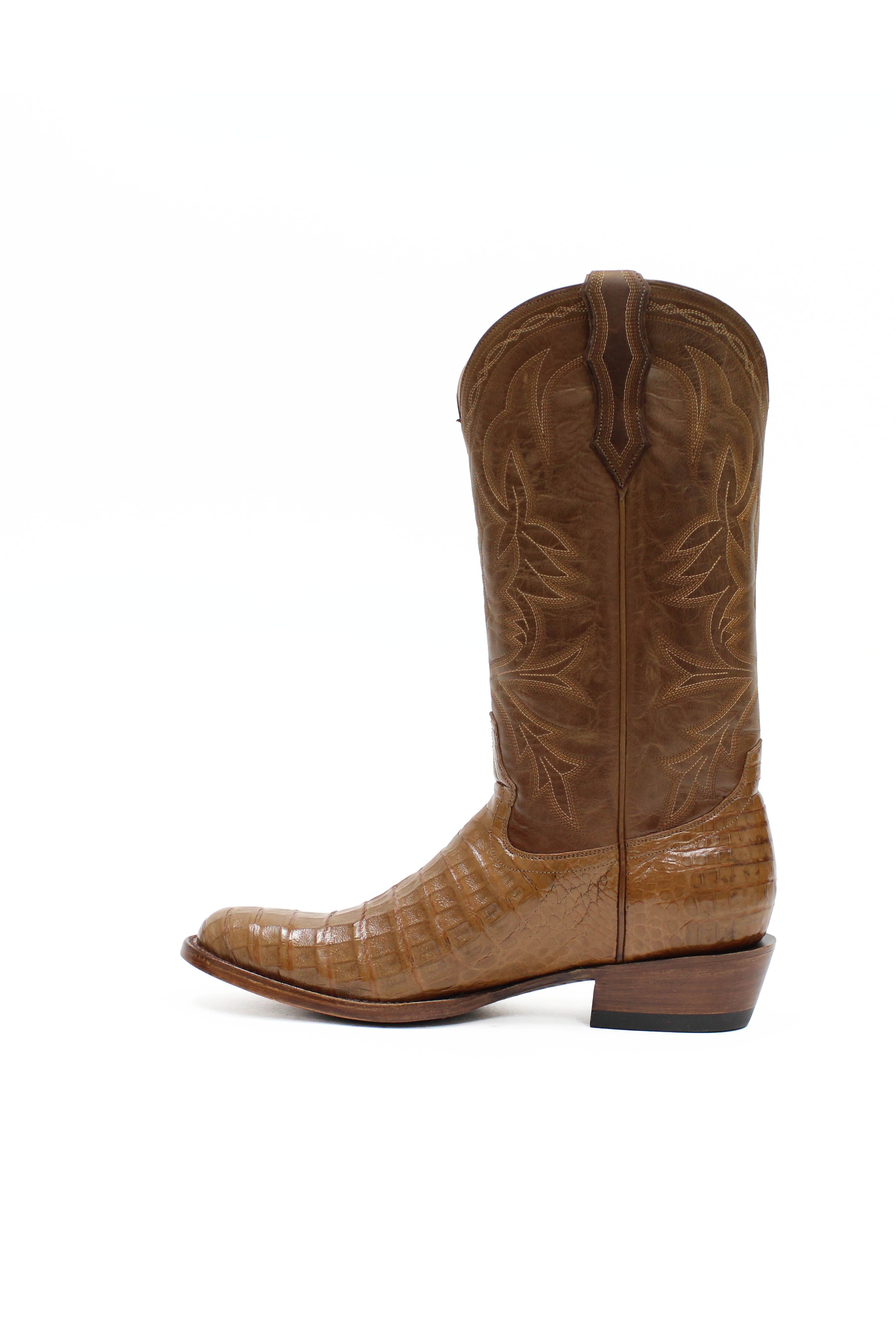 Allens Brand - Carson Caiman - Round Toe - Antique Saddle