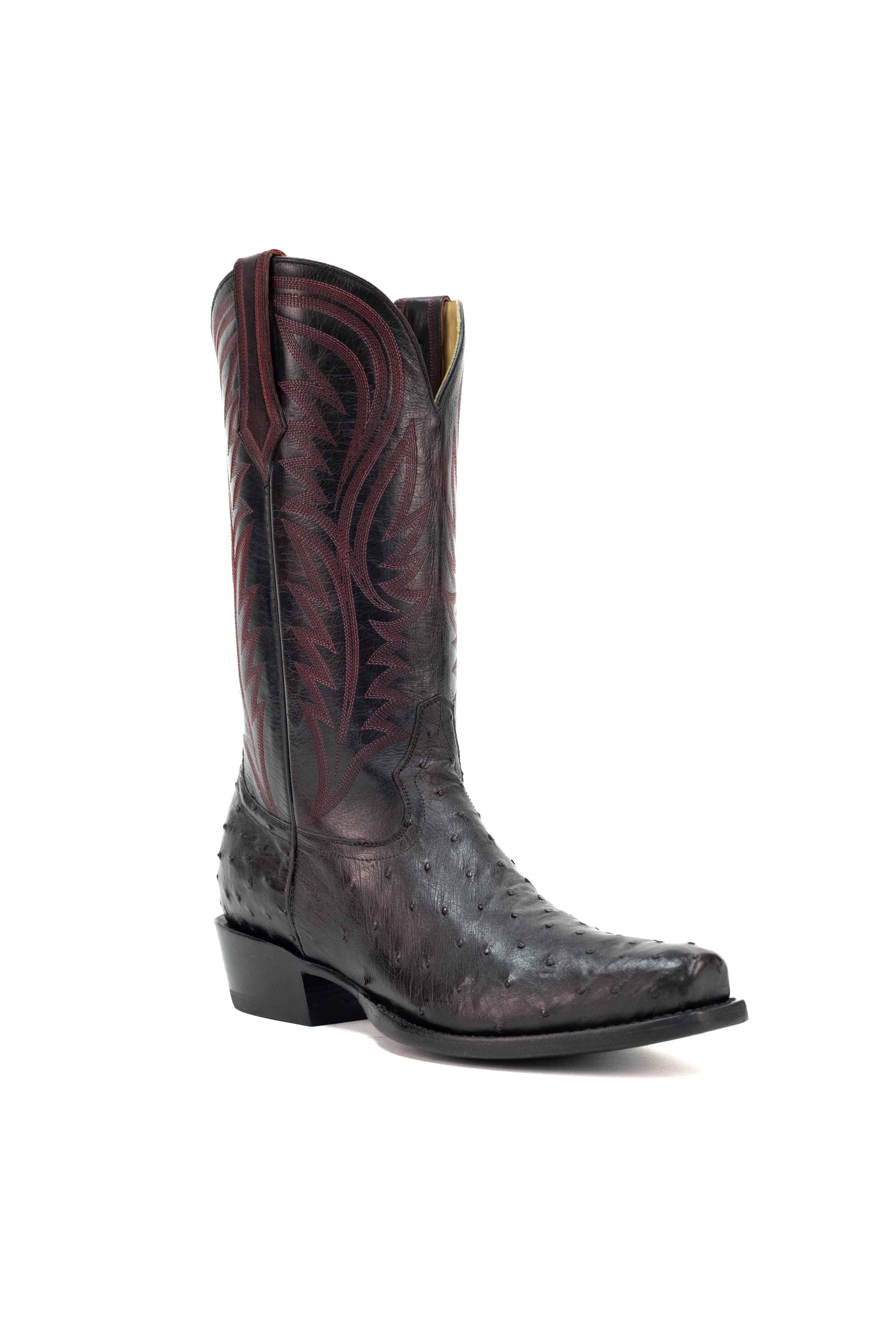 Allens Brand - Adam Full Quill Ostrich - Cutter Toe - Black Cherry
