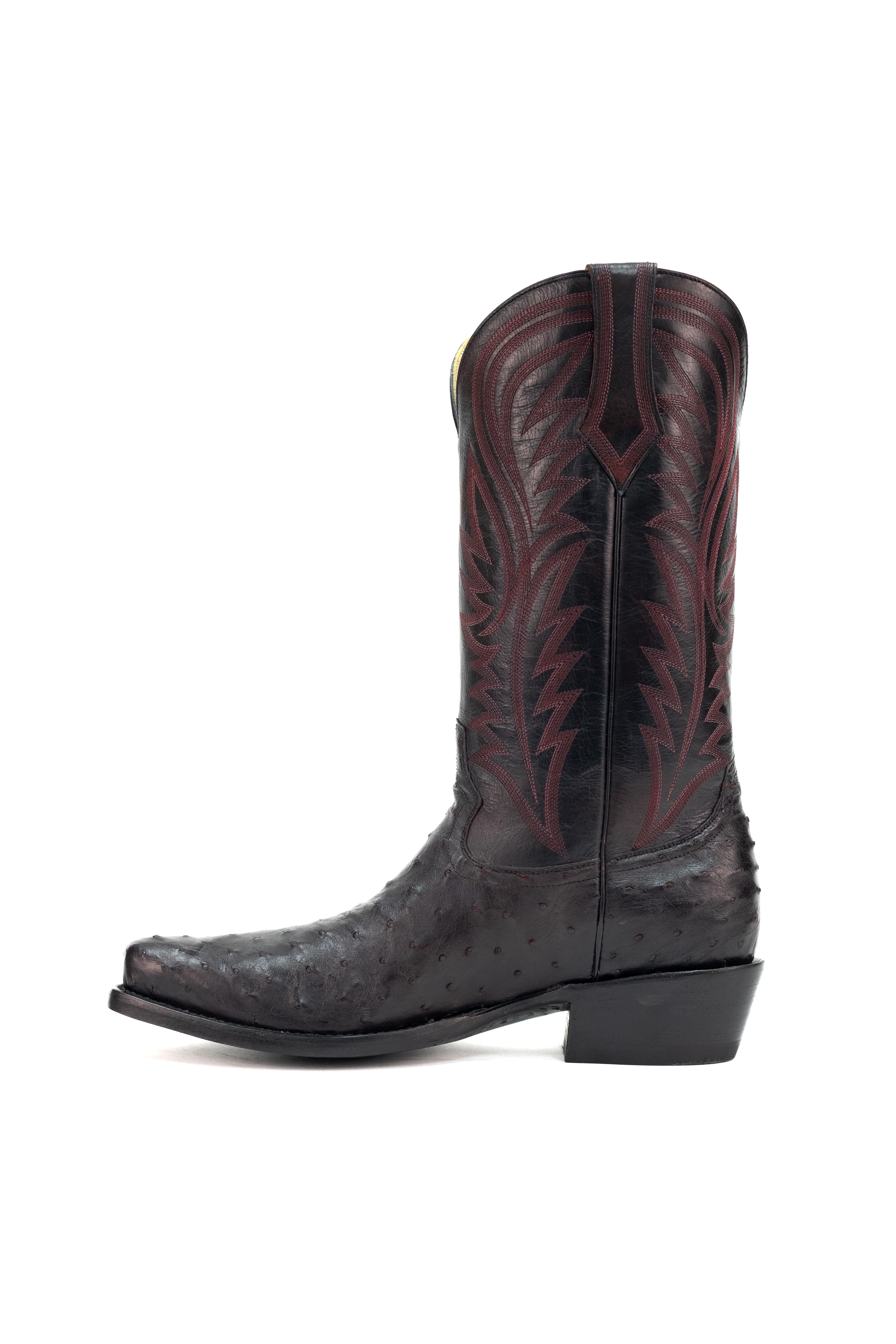 Allens Brand - Adam Full Quill Ostrich - Cutter Toe - Black Cherry