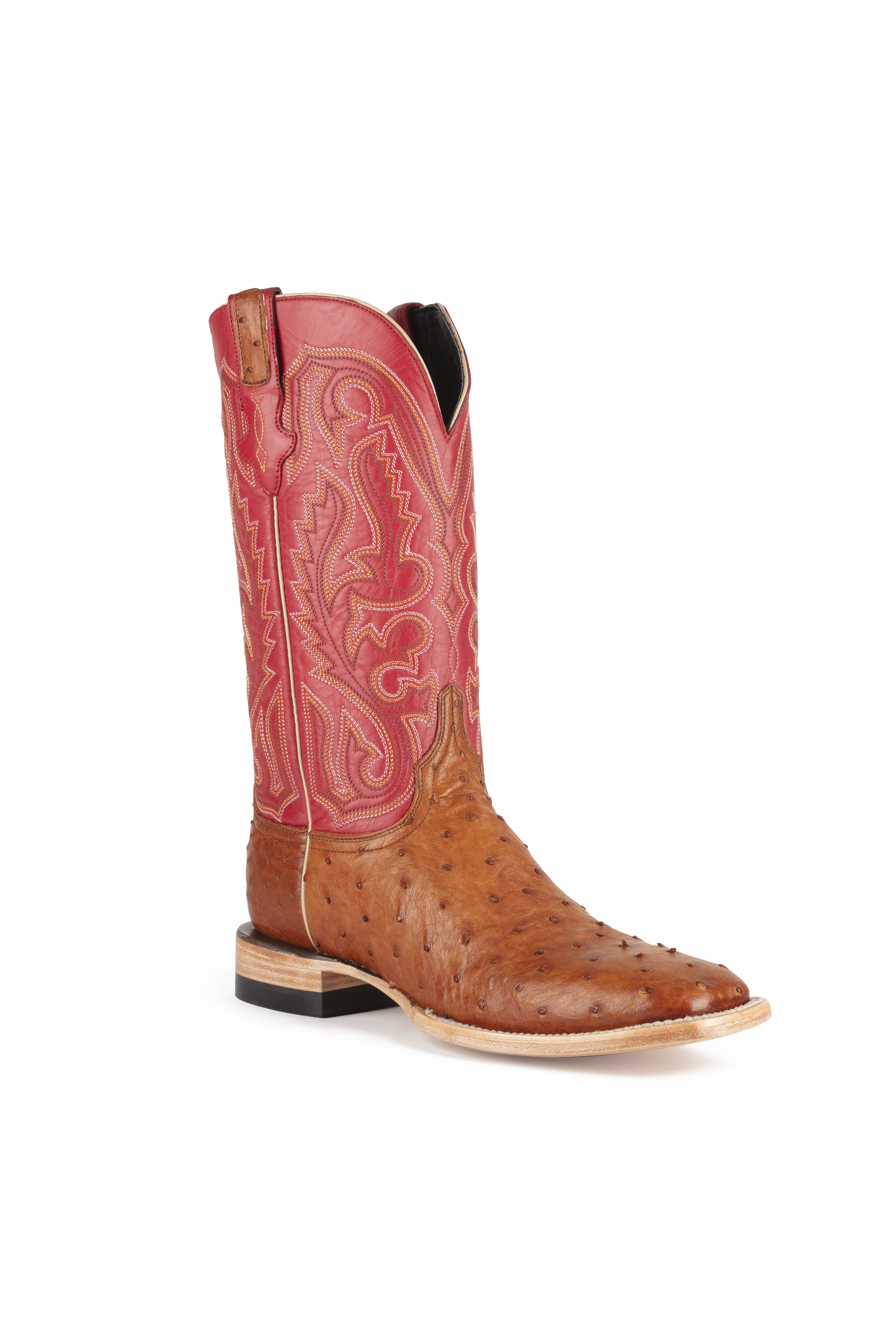 Resistol Boots - Full Quill Ostrich - Square Toe - Cognac