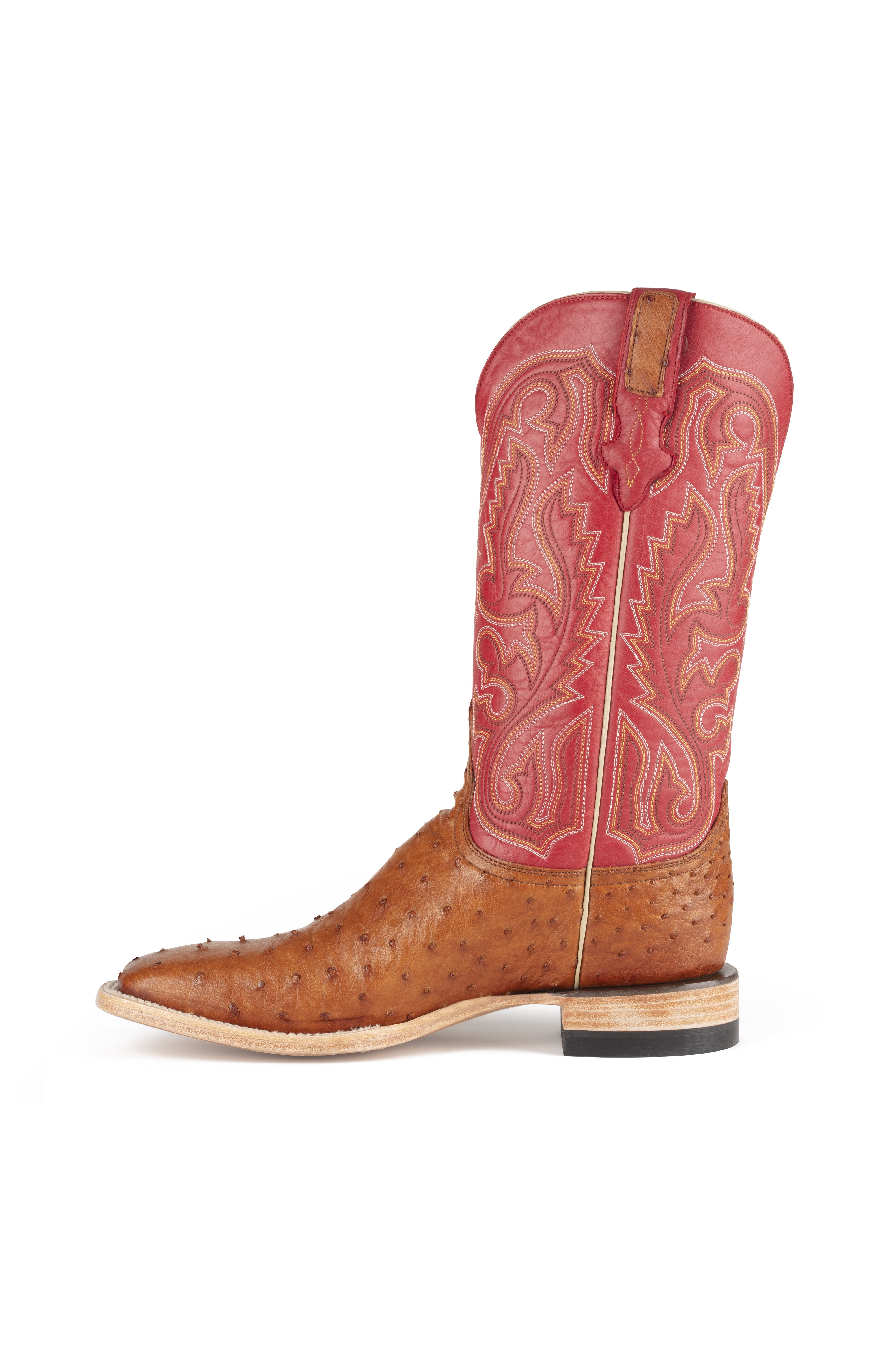Resistol Boots - Full Quill Ostrich - Square Toe - Cognac
