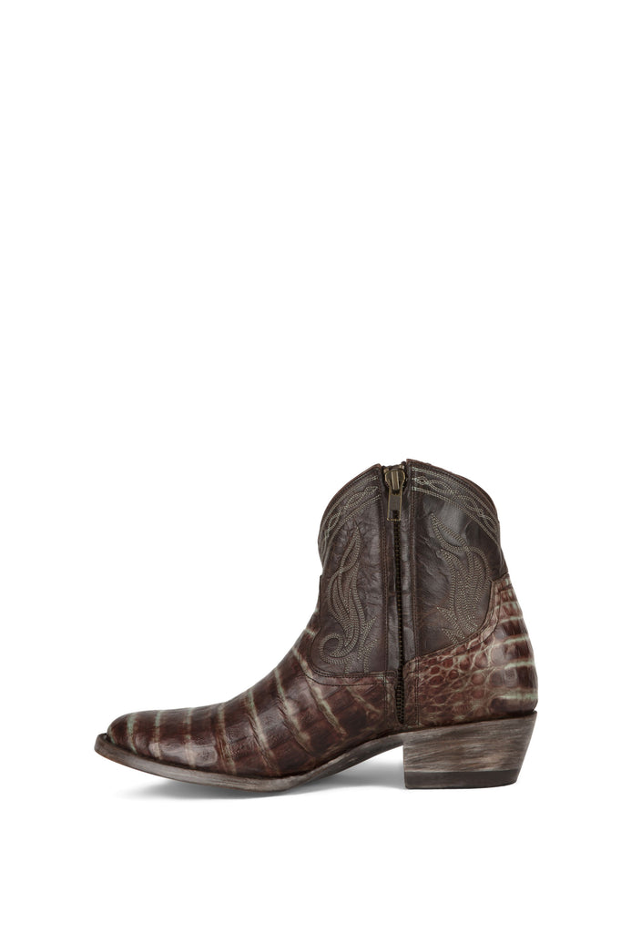 Allens Brand - Sierra Caiman - Round Toe - Chocolate & Turquoise view 2
