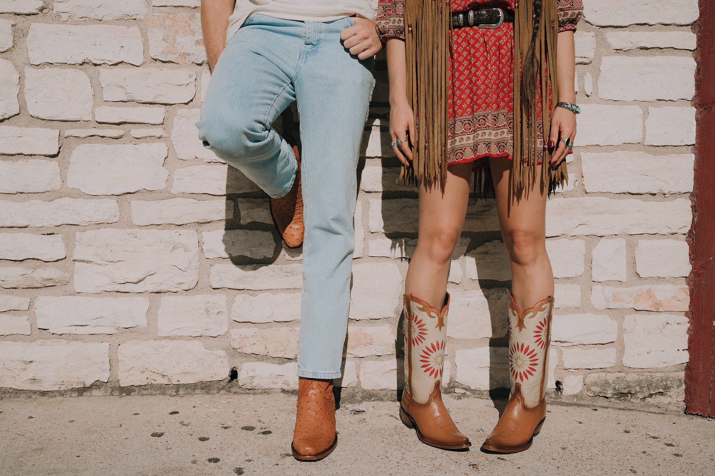 Used Western Boots with 10 top, red bottoms with