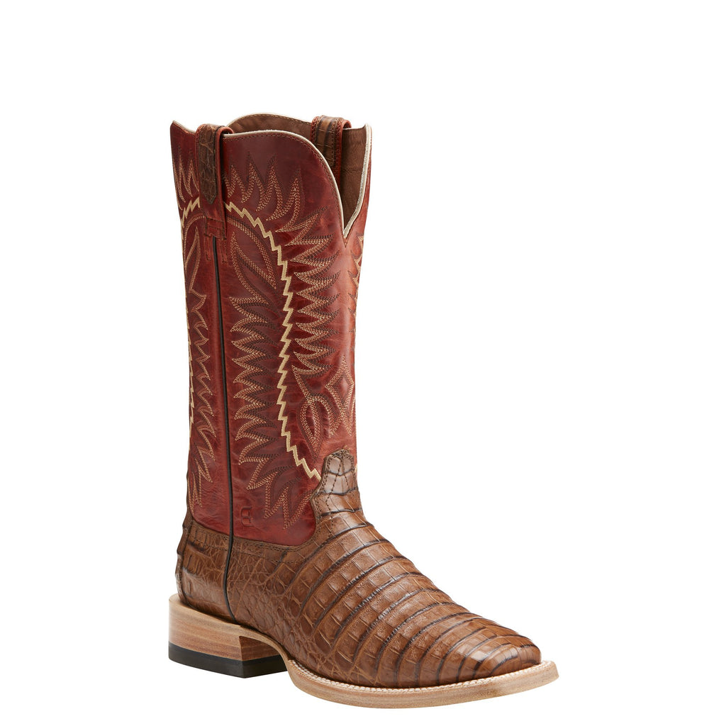 Men s Ariat Boots Gold Buckle Caramel Brown 10021664 Allens Boots