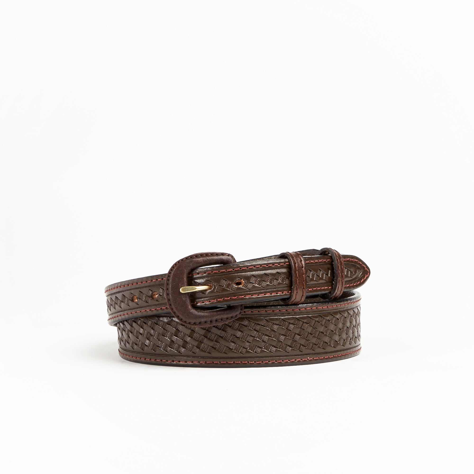 Allens Boots by Vogt Taper Leather Belt Chocolate Large Basket Weave #AB41-570C