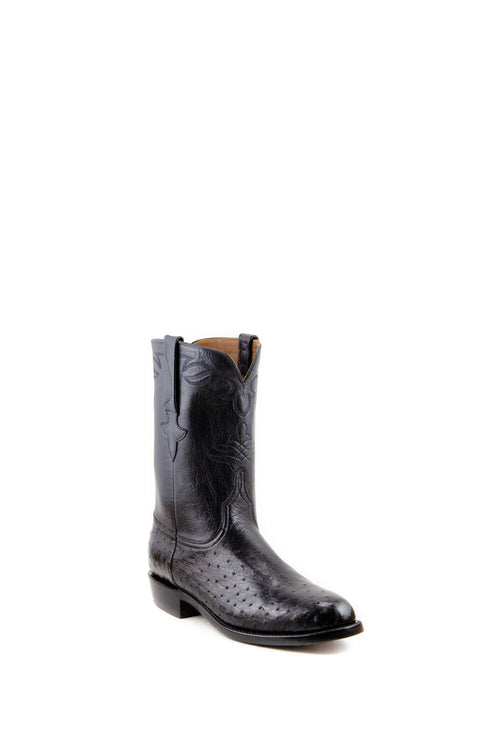 Bottes Lucchese Classics En Autruche Incrustée - Homme 10.5 A Extra Étroit - Noir Cerise Vintage