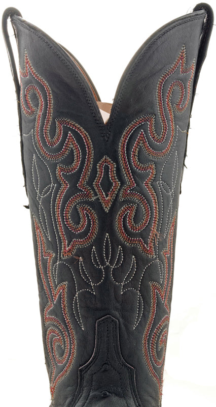 Women's Lucchese Pin Ostrich Boots Black Burn #N4063-7/4 view 3