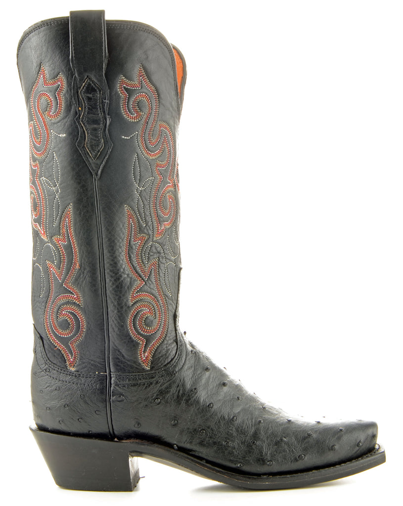Women s Lucchese Pin Ostrich Boots Black Burn N4063 7 4 Allens