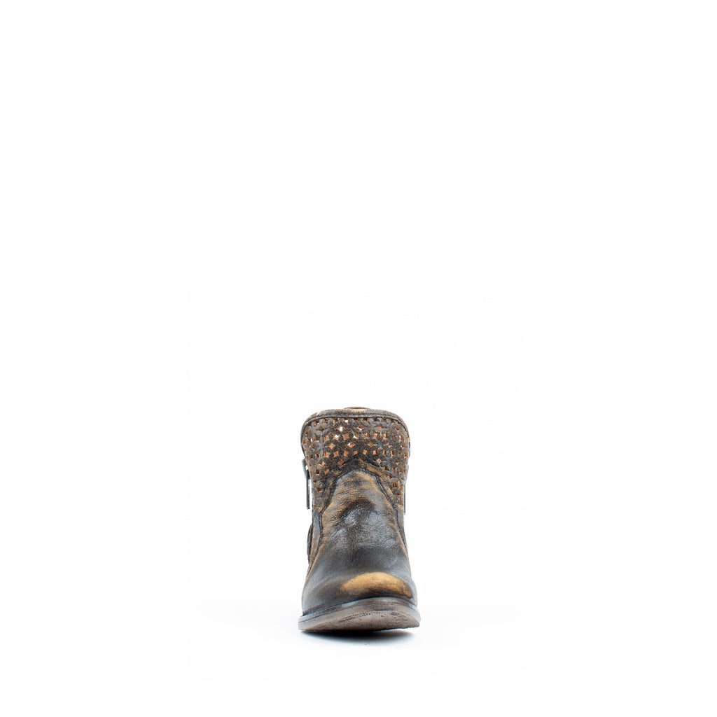 Women's Corral Cutout Shortie Boots Black/Yellow #Q5021 view 4