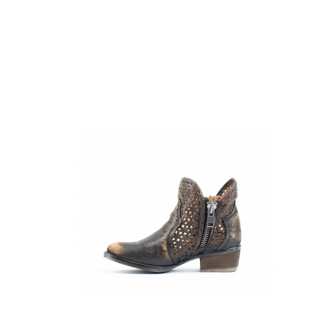 Women's Corral Cutout Shortie Boots Black/Yellow #Q5021 view 6