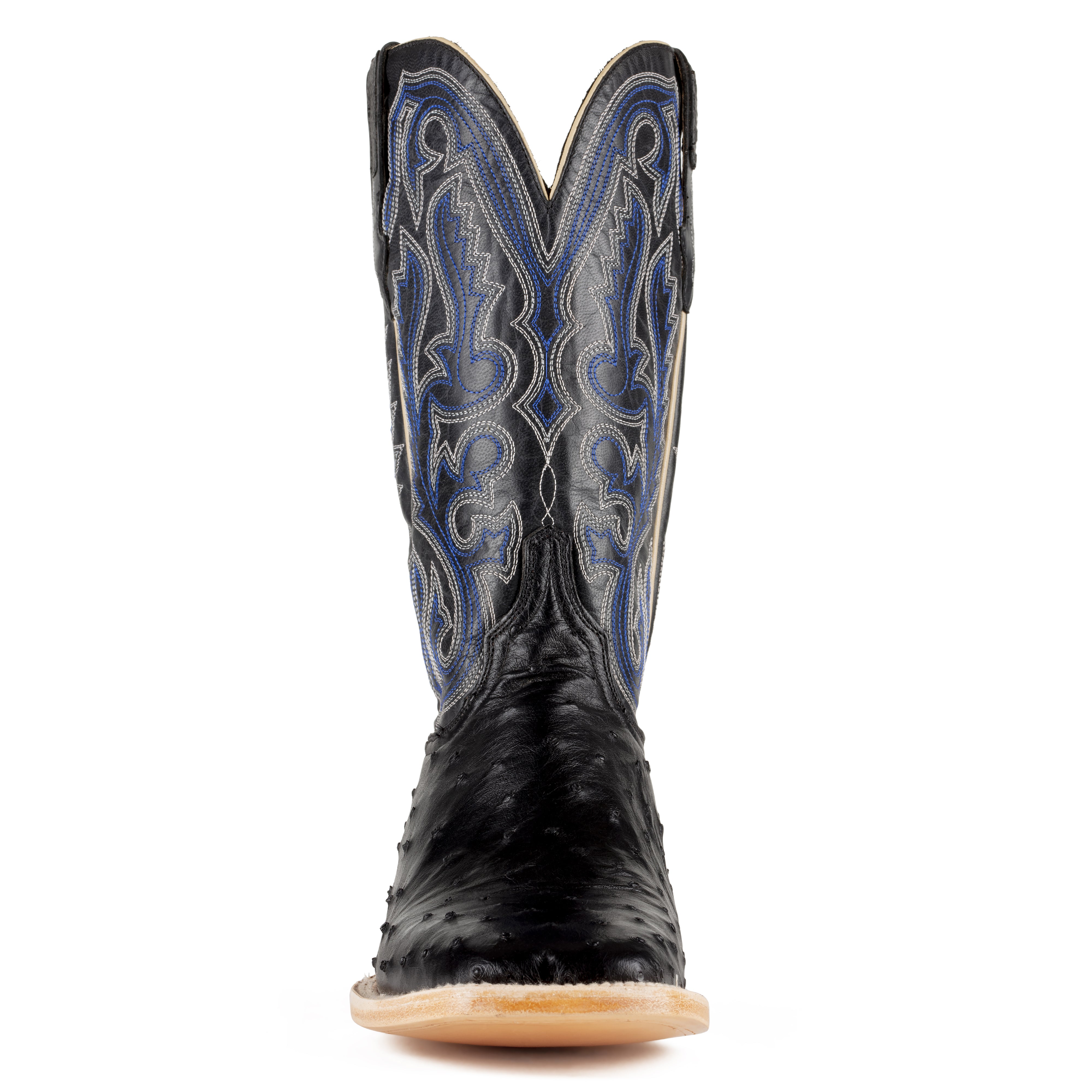 Resistol Boots Full Quill Ostrich Square Toe Black Allens Boots