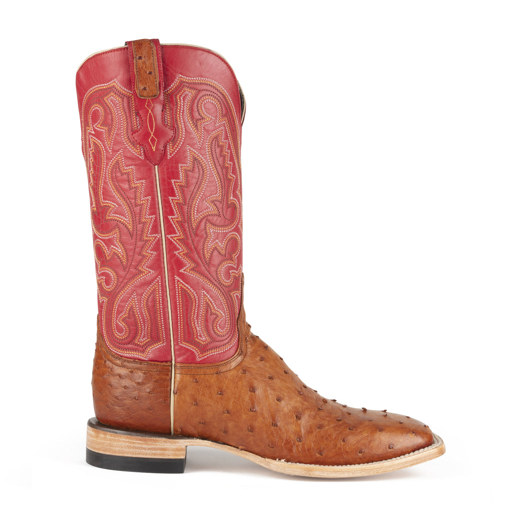Resistol Boots Full Quill Ostrich Square Toe Cognac Allens