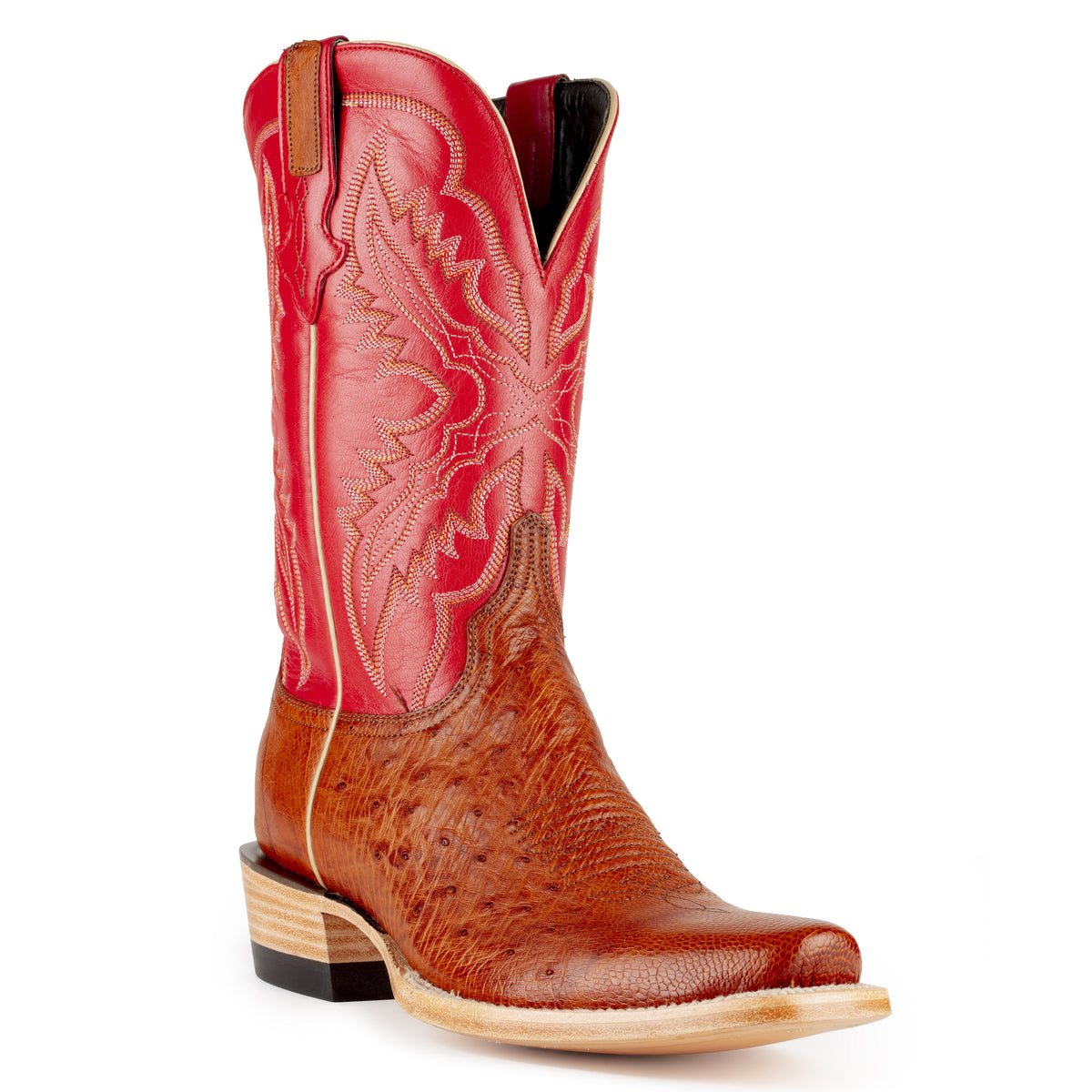 #20 Red Ostrich Finish Boot Los Altos Red Ostrich Leg Cowboy Boots J-Toe main image 3