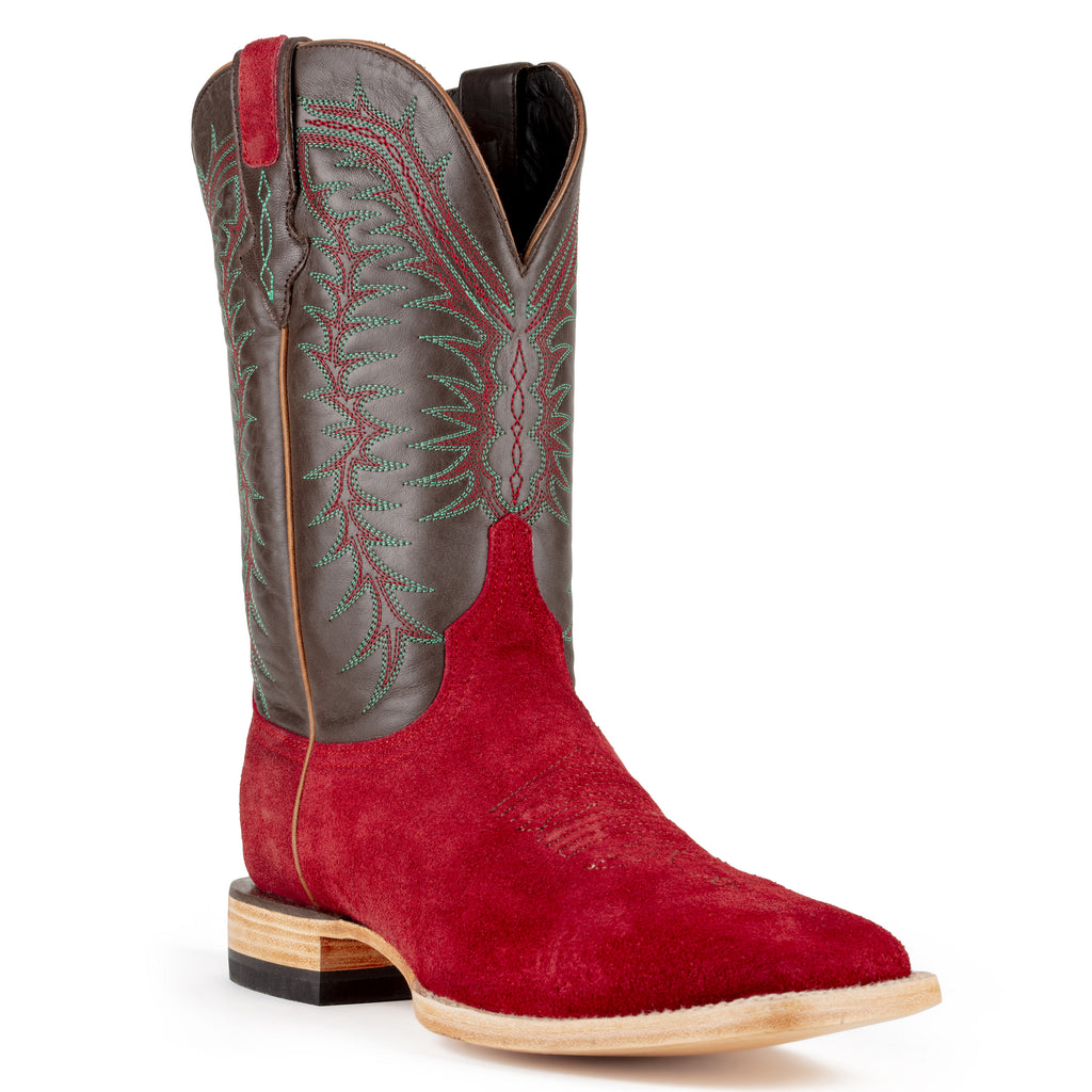 Resistol Boots - Rough Out Suede - Square Toe - Dark Red view 1